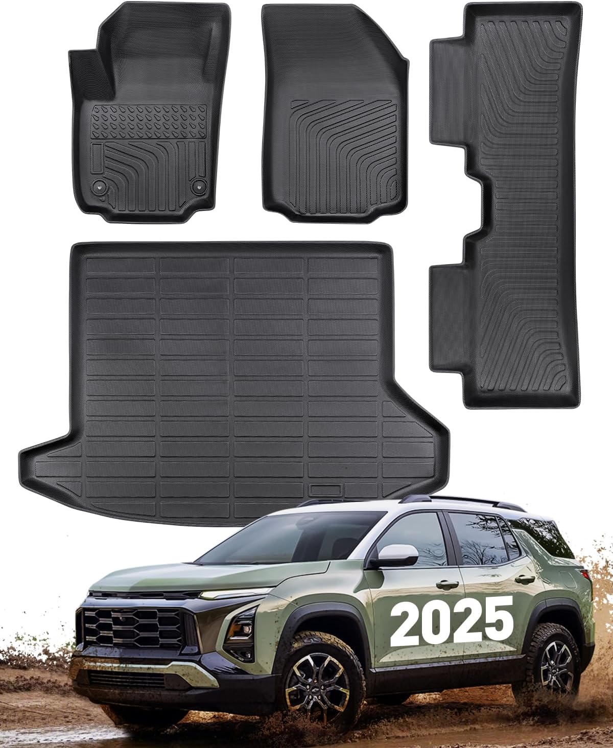 Floor Mats for Chevy Equinox 2025 Fuel (NOT for EV), Black, 4 Pieces