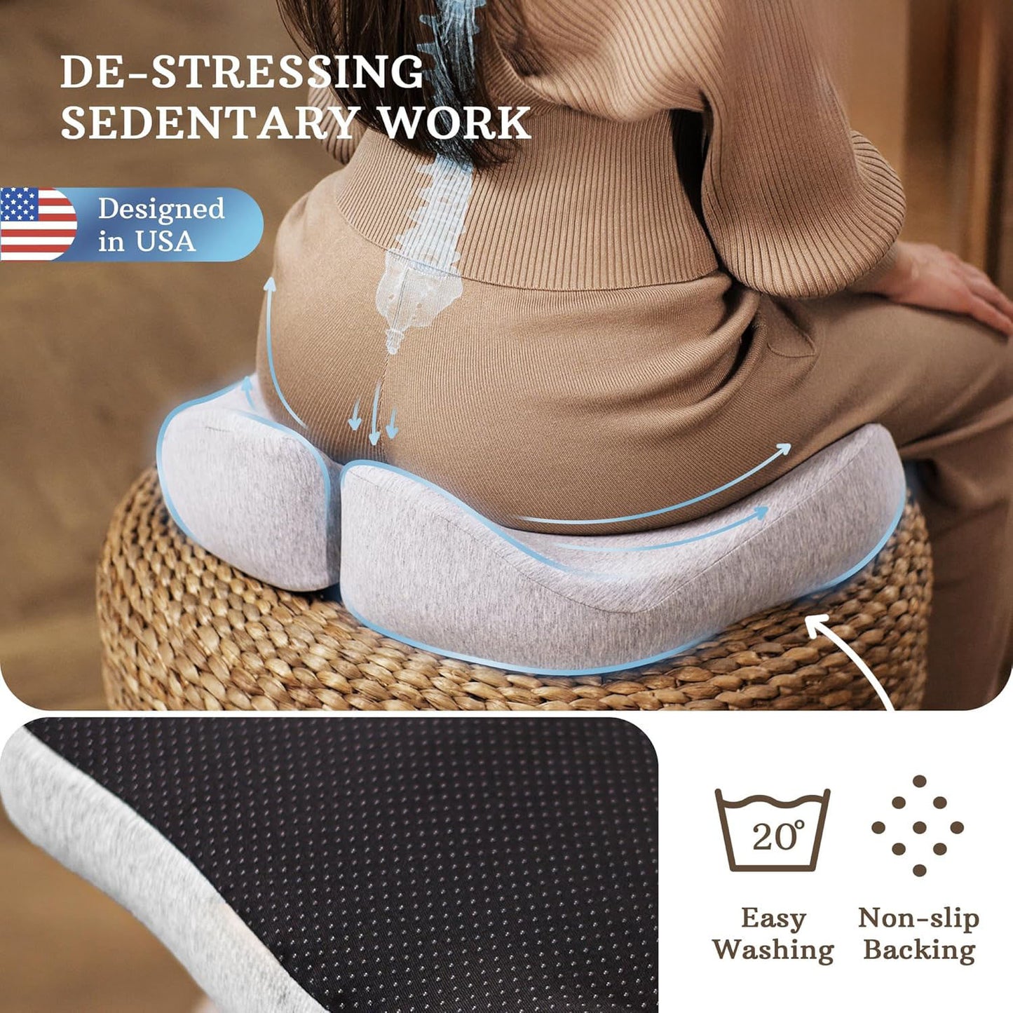 Tailbone Pain Relief Memory Foam Seat Cushion