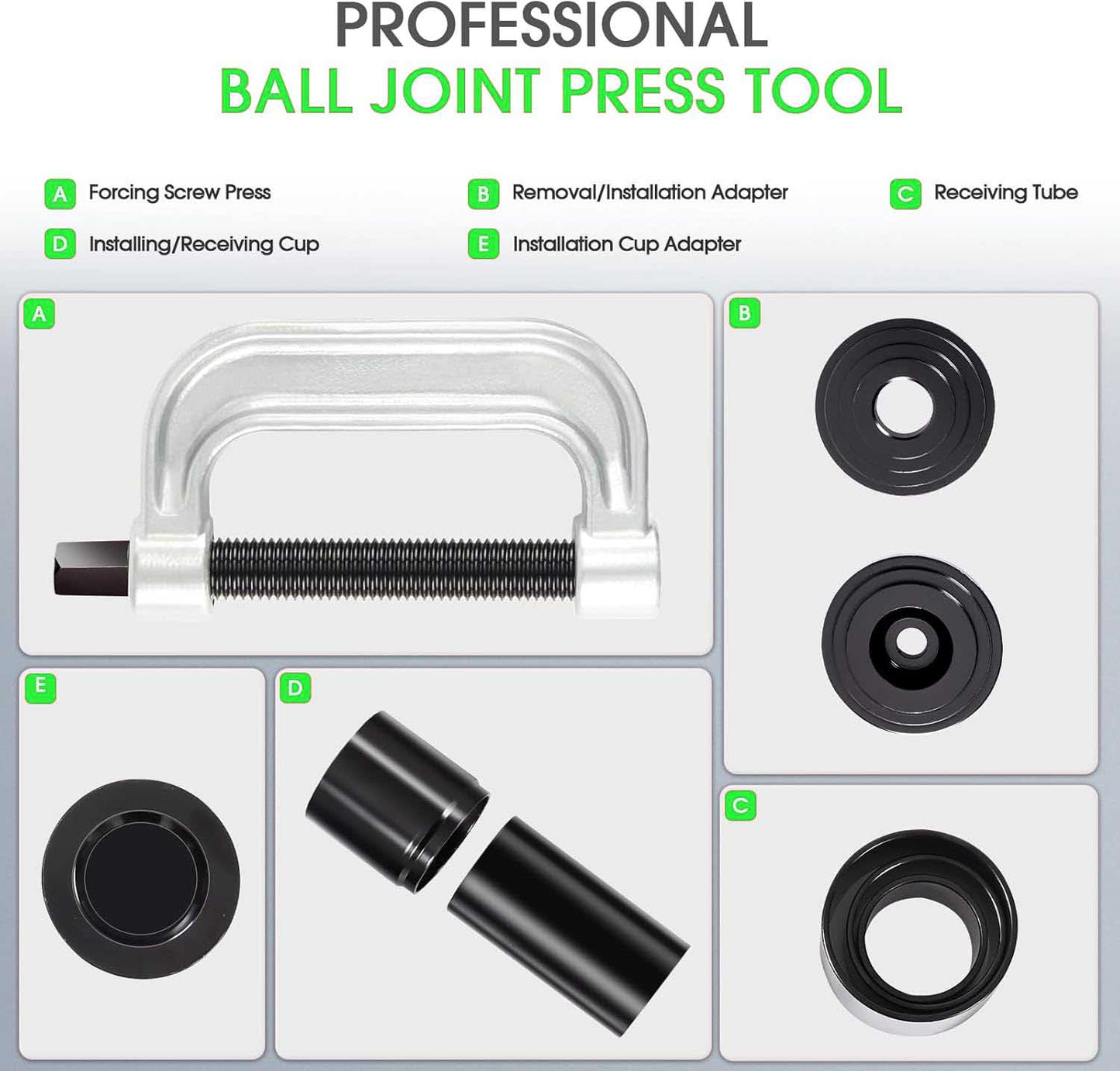 Heavy Duty Ball Joint Press & U Joint Removal Tool Kit with 4x4 Adapters for 2WD 4WD Car Light Truck, Upper and Lower Ball Joint Press Kit Removal Tool Remover Installer Service Set