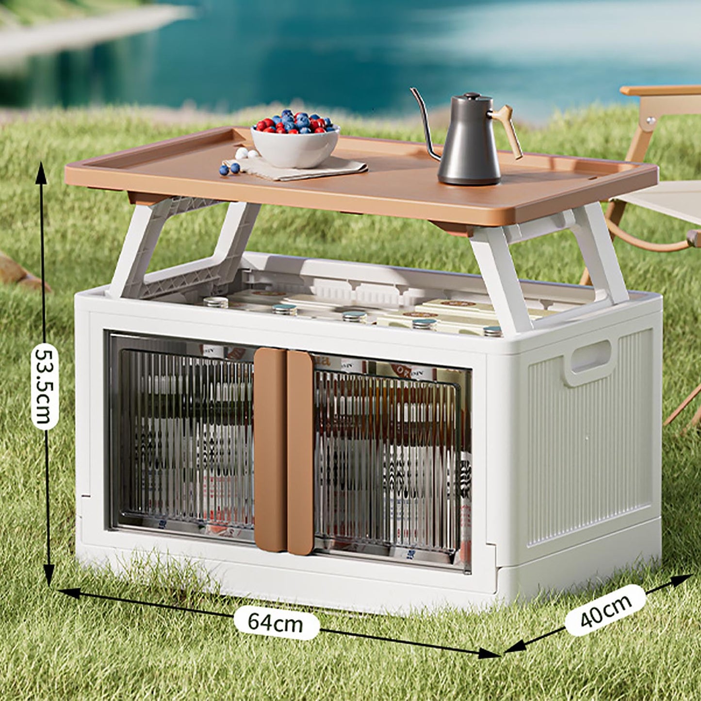 Foldable Trunk Organizers Camping Storage with Door and Table Function