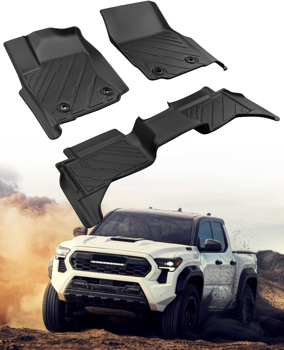 Floor Mats for Toyota Tacoma Automatic Transmission 2024, Black, 3 Pieces