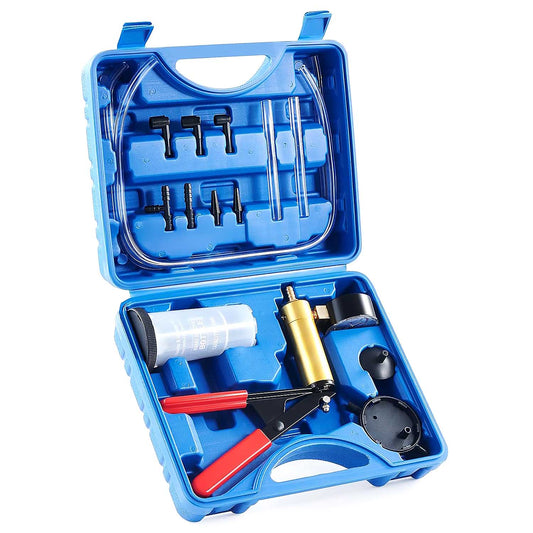 Brake Bleeder Kit with Hand Vacuum Pump and Adapters, for Brake Fluid Power Steering Fluid More, Vacuum Brake Bleeder Pump with Pressure Gauge