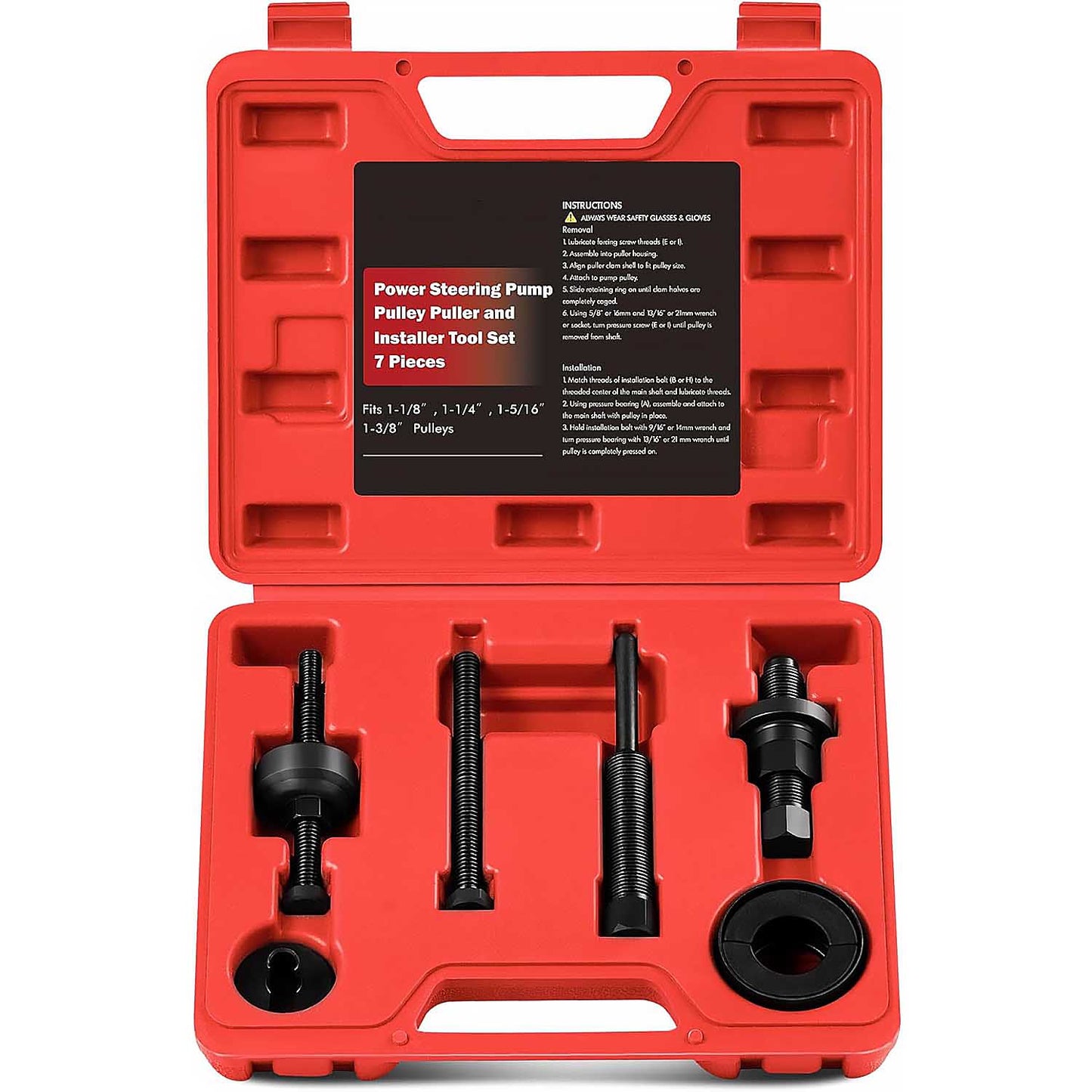 Power Steering Pump Pulley Puller Remover Installer Tool Set Compatible with Ford, GM, and Chrysler