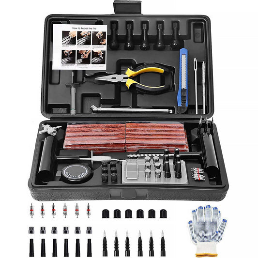 102 Pcs Tire Repair Kit Universal Tools to Fix Punctures and Plug Flats for Most Vehicles