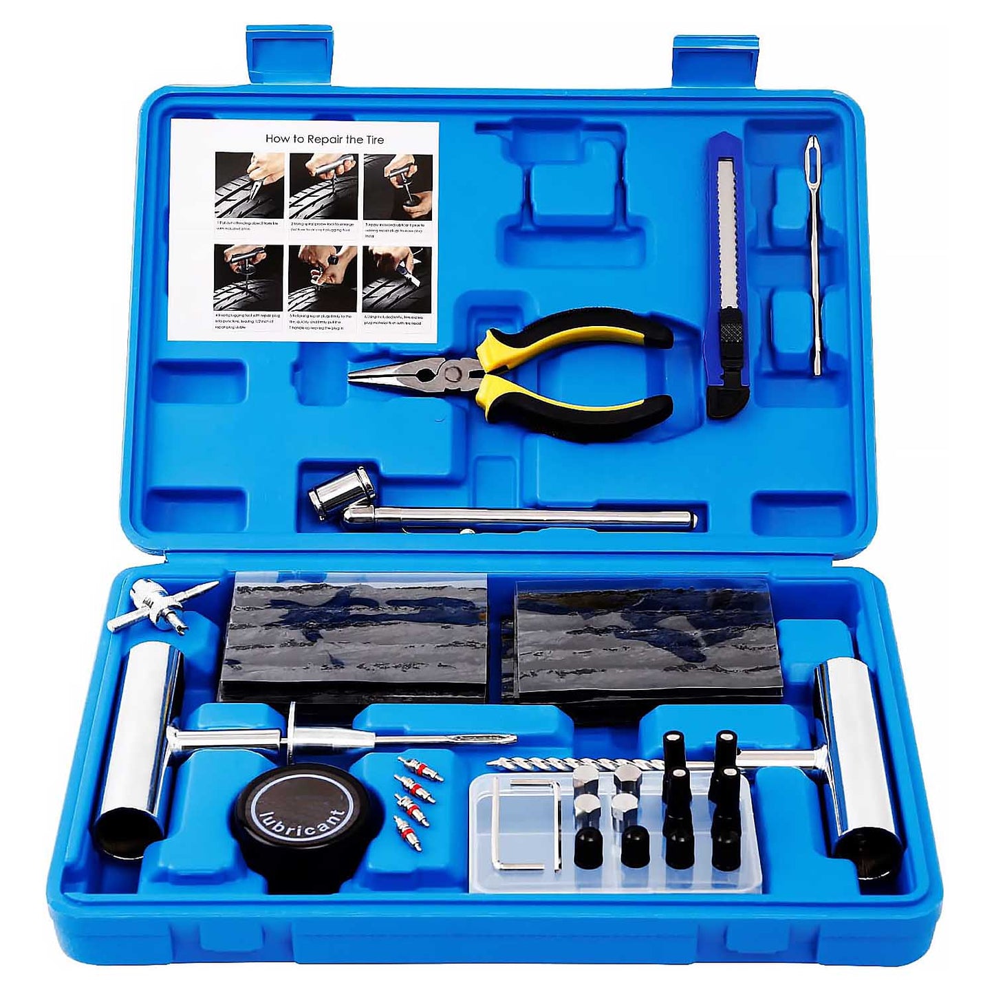 68pcs Heavy Duty Tire Repair Kit Universal Tools to Fix Punctures and Plug Flats Patch Kit for Most Vehicles