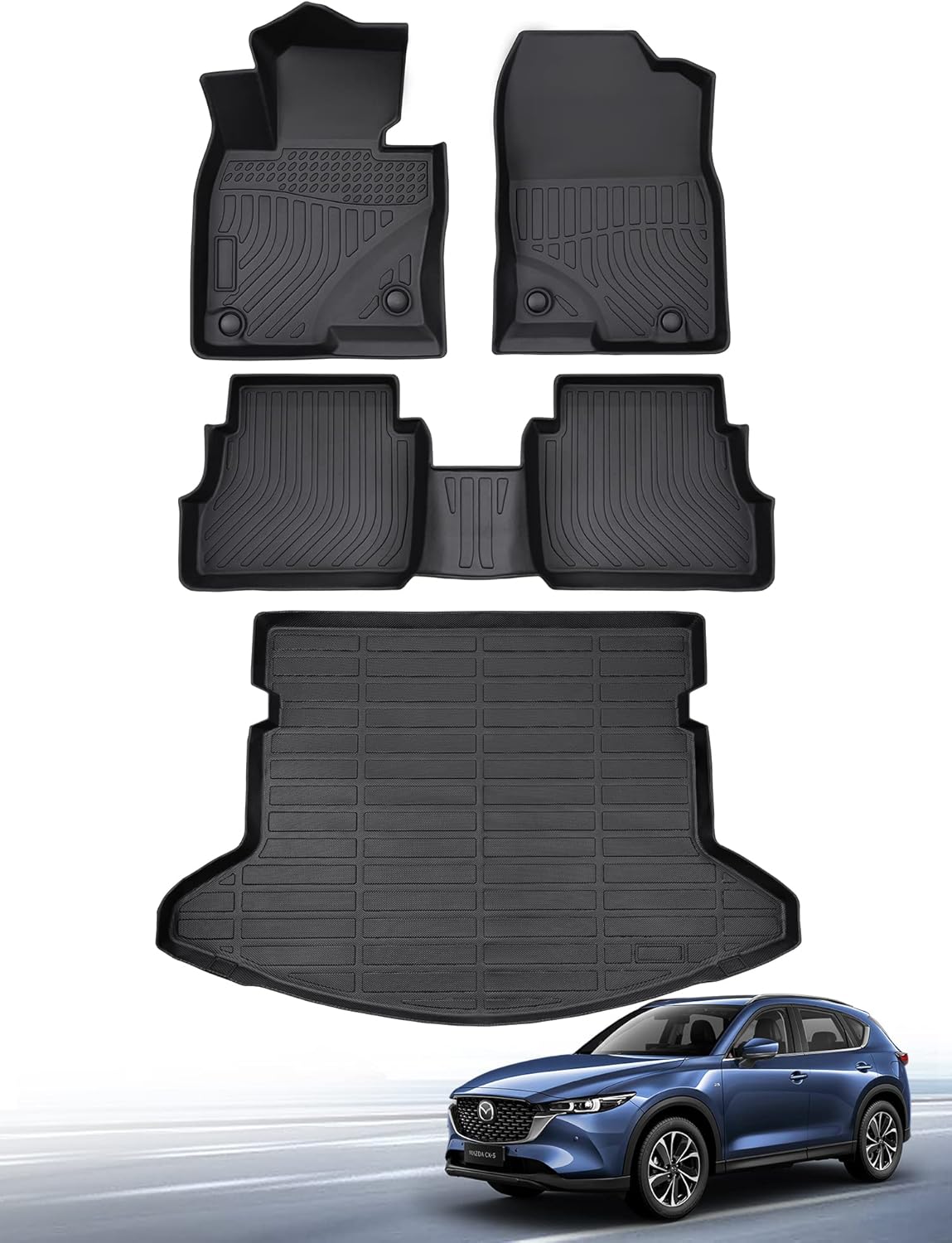 Floor Mats for Mazda CX-5 2017-2025, Black, 4 Pieces