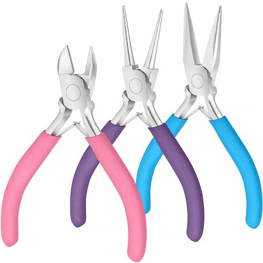 Jewelry Pliers Set - Needle Nose, Round Nose and Wire Cutters for Jewelry Making, Repair and Crafts