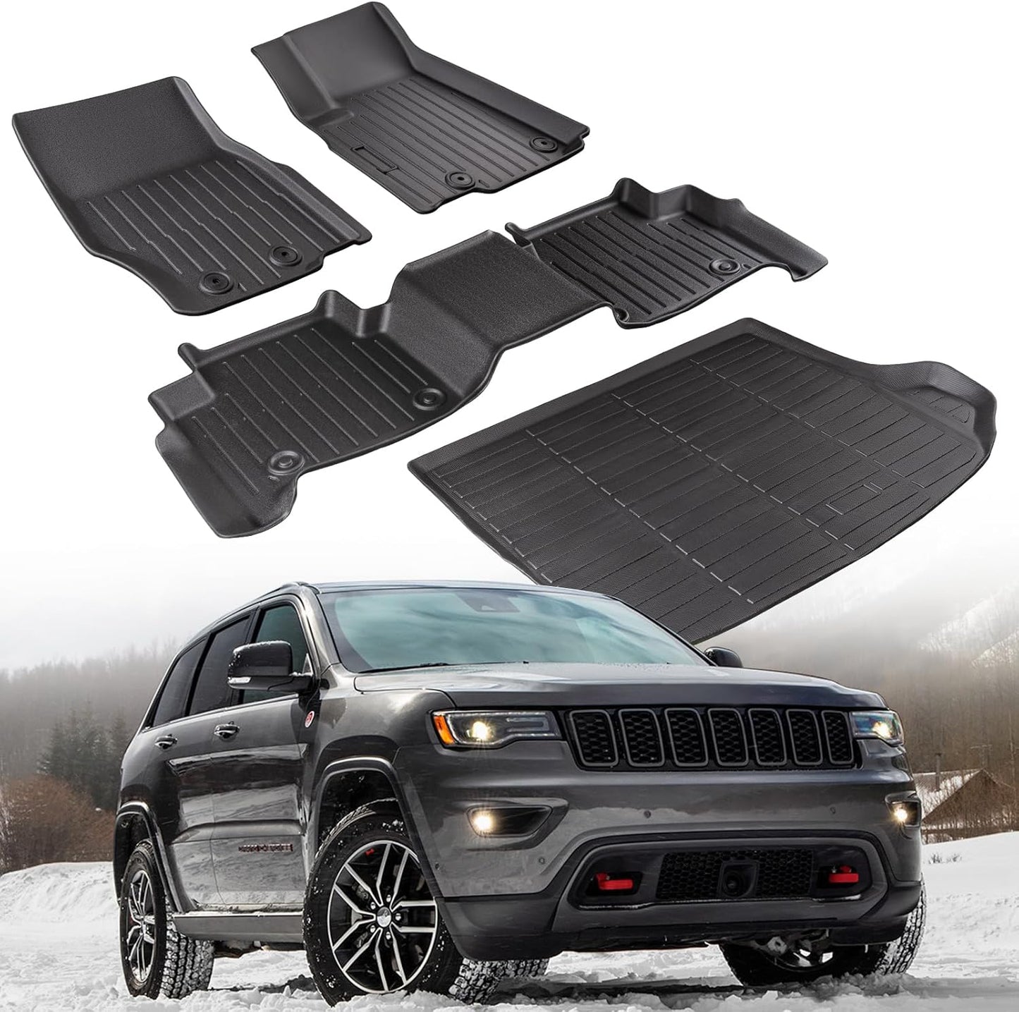 Floor Mats for Jeep Grand Cherokee 2022-2024 (Not for WK, L, 6 Seaters), Black 4 Pieces