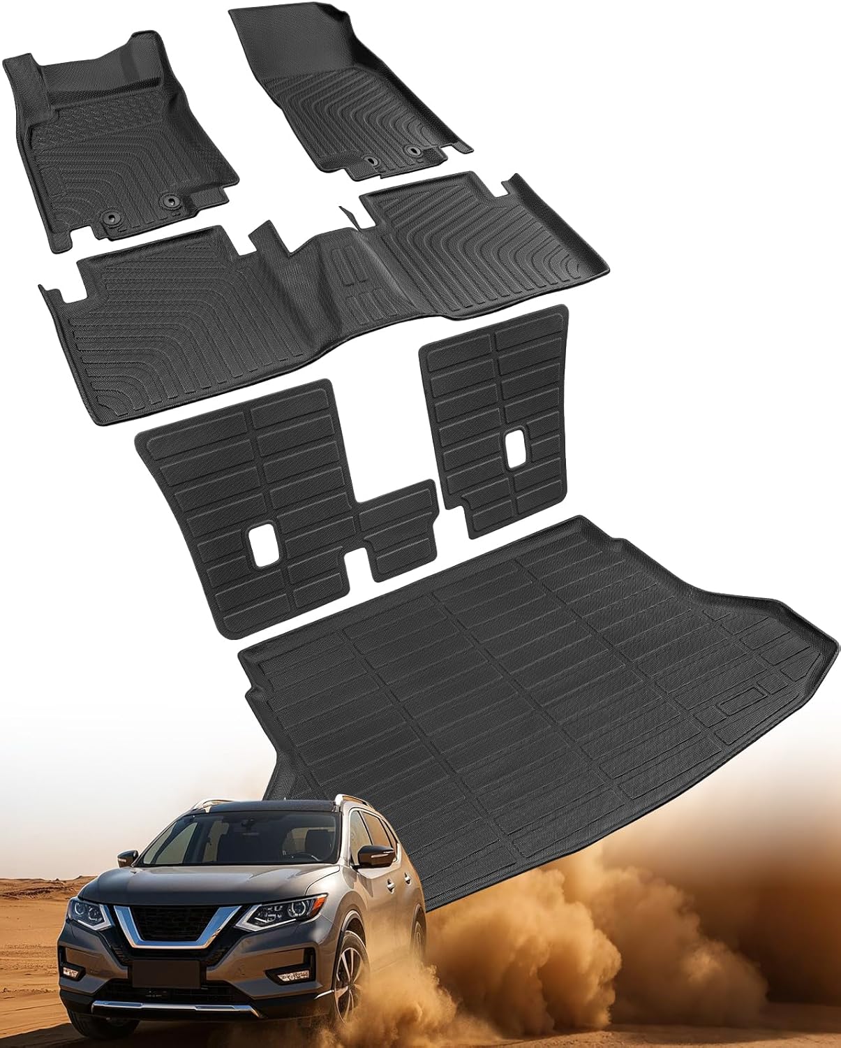 Floor Mats for Nissan Rogue 2014-2020( Not for Rogue Sport ), Black, Full Set