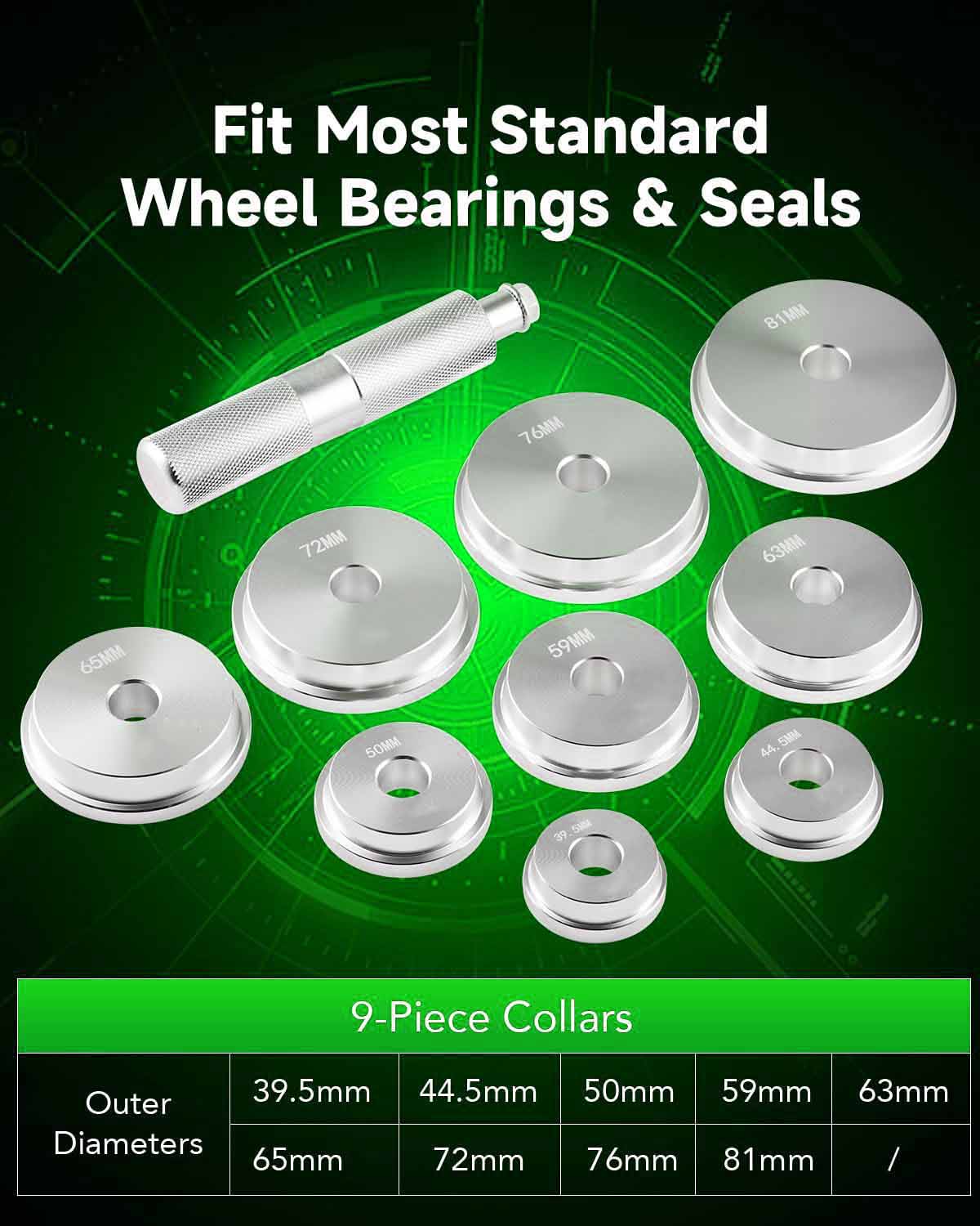 10pc Bearing Press Kit, Bearing Race and Seal Driver Set with Seal Driver and Bearing Adapters