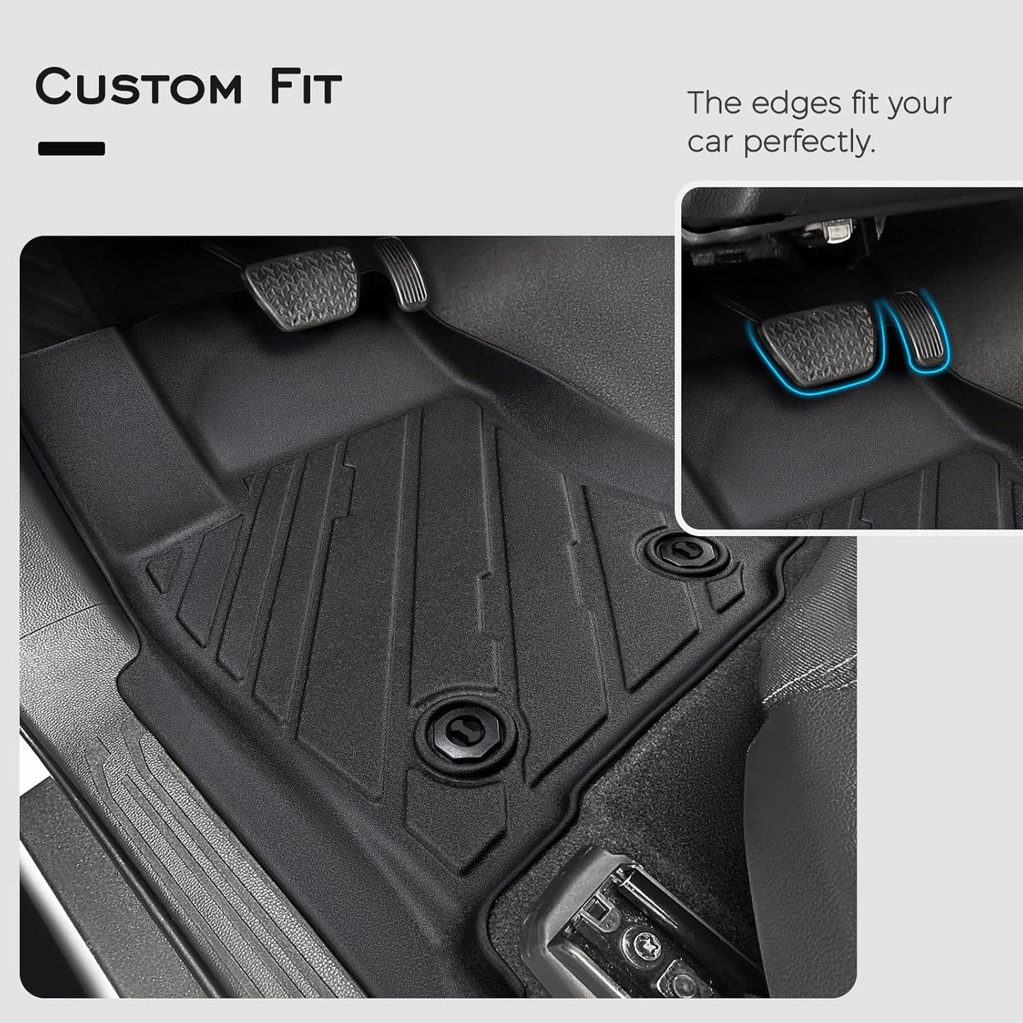 Floor Mats for Toyota Tacoma Automatic Transmission 2024, Black, 3 Pieces