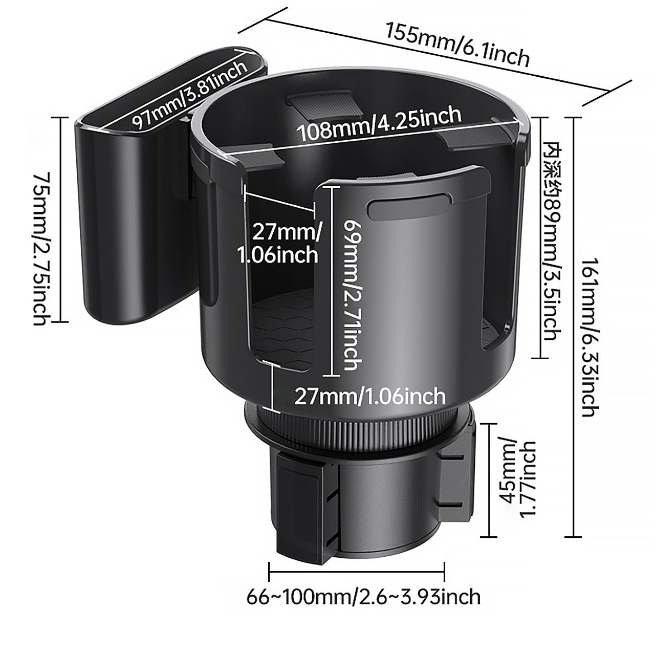 2 in 1 Cup Holder Expander Adjustable Base - SHARGGE