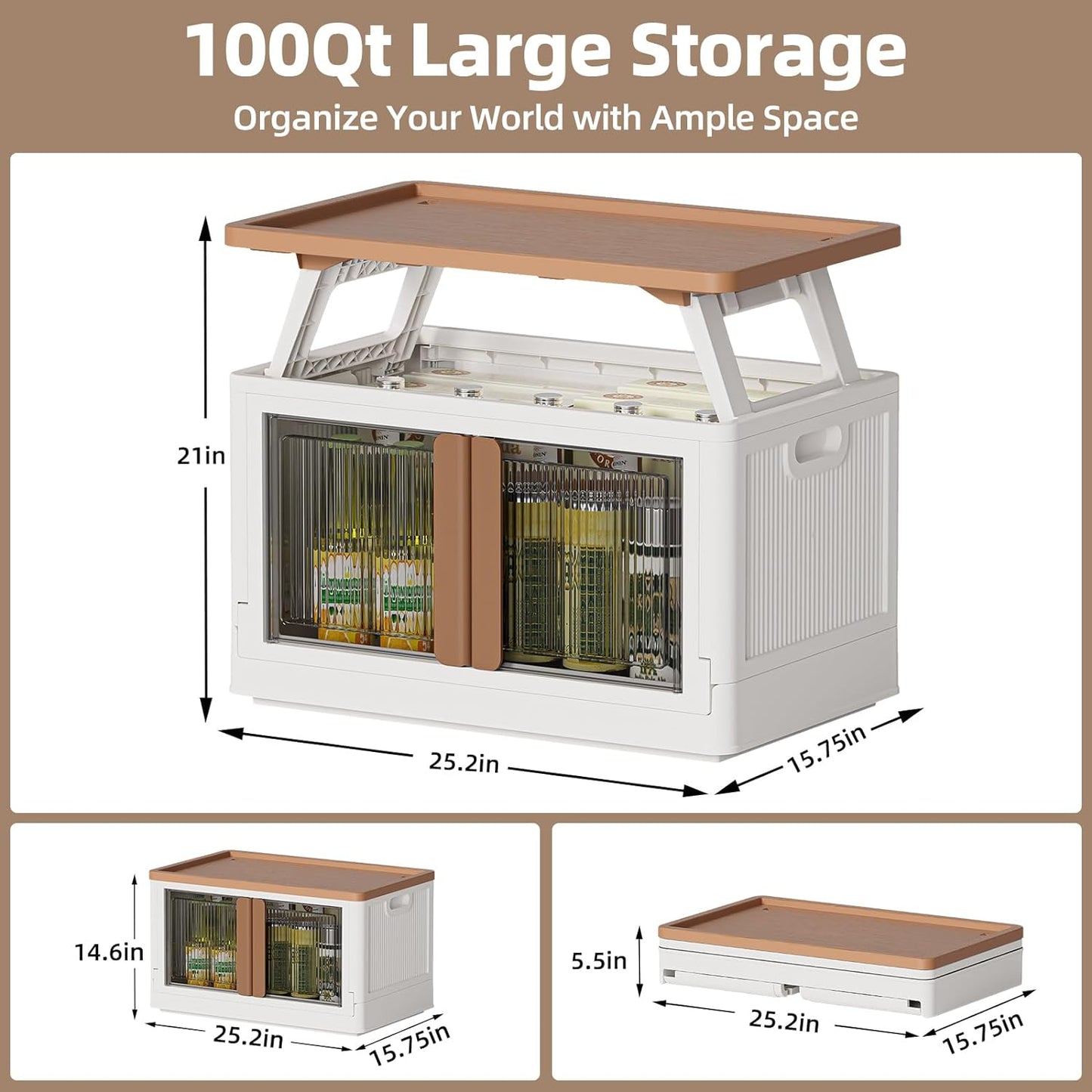 Foldable Trunk Organizers Camping Storage with Door and Table Function