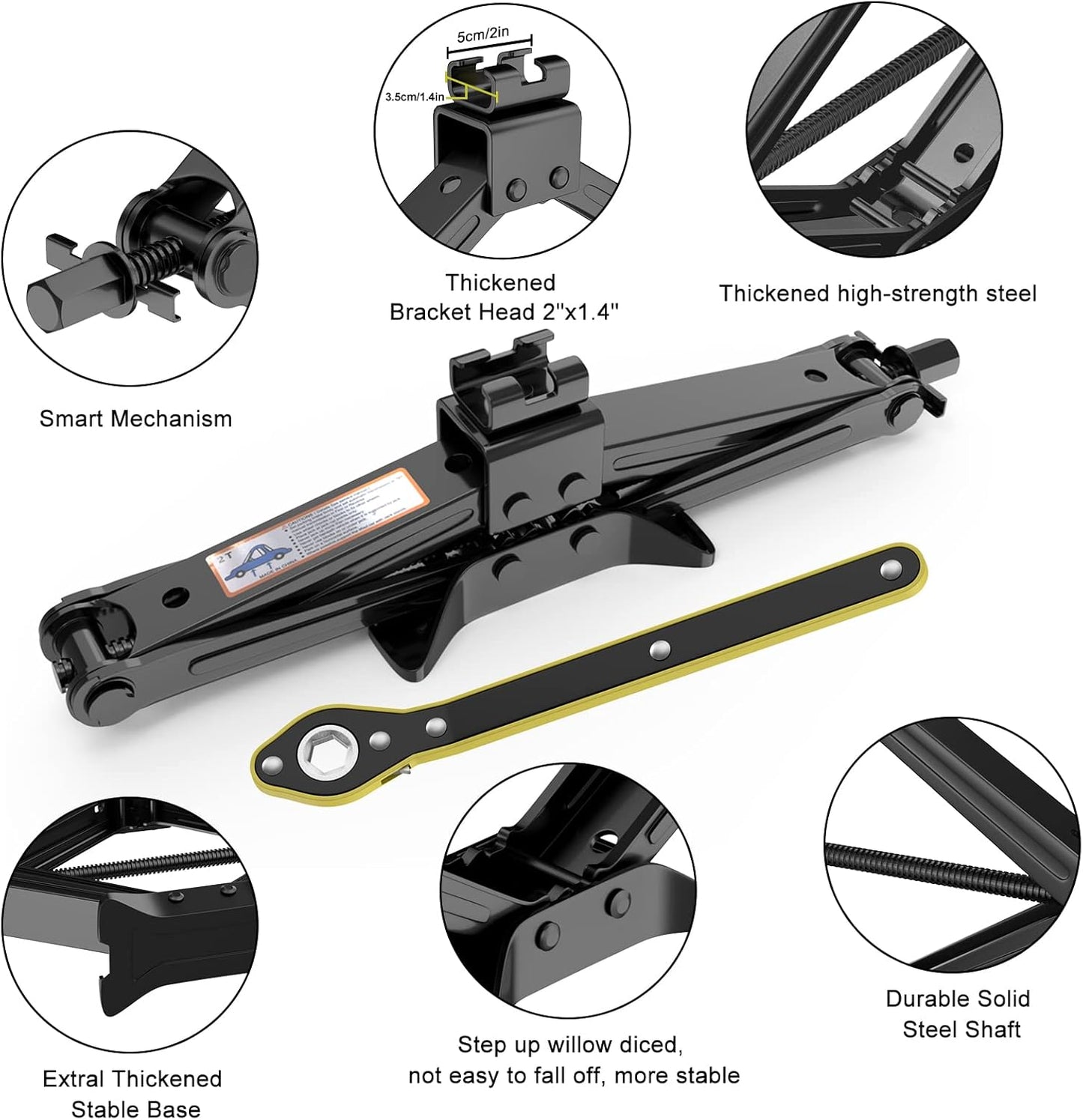 Car Jack Kit, Scissor Jack for Car 2 Ton (4409 lbs) Tire Jack Repair Kit,Spare Tire Changing Kit with Lug Wrench