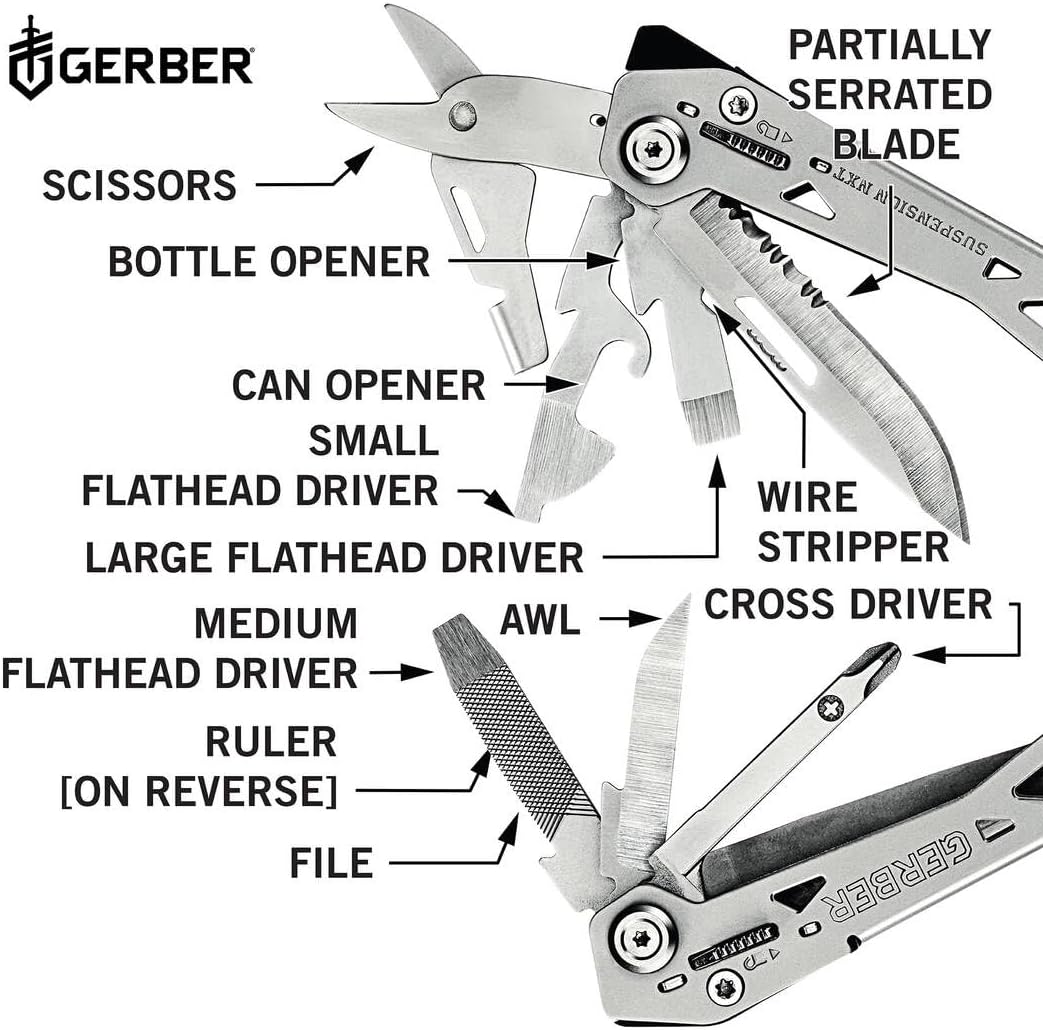 15-in-1 EDC Pocket Knife Set with Wire Stripper, Needle Nose Pliers, and Pocket Clip, Stainless Steel