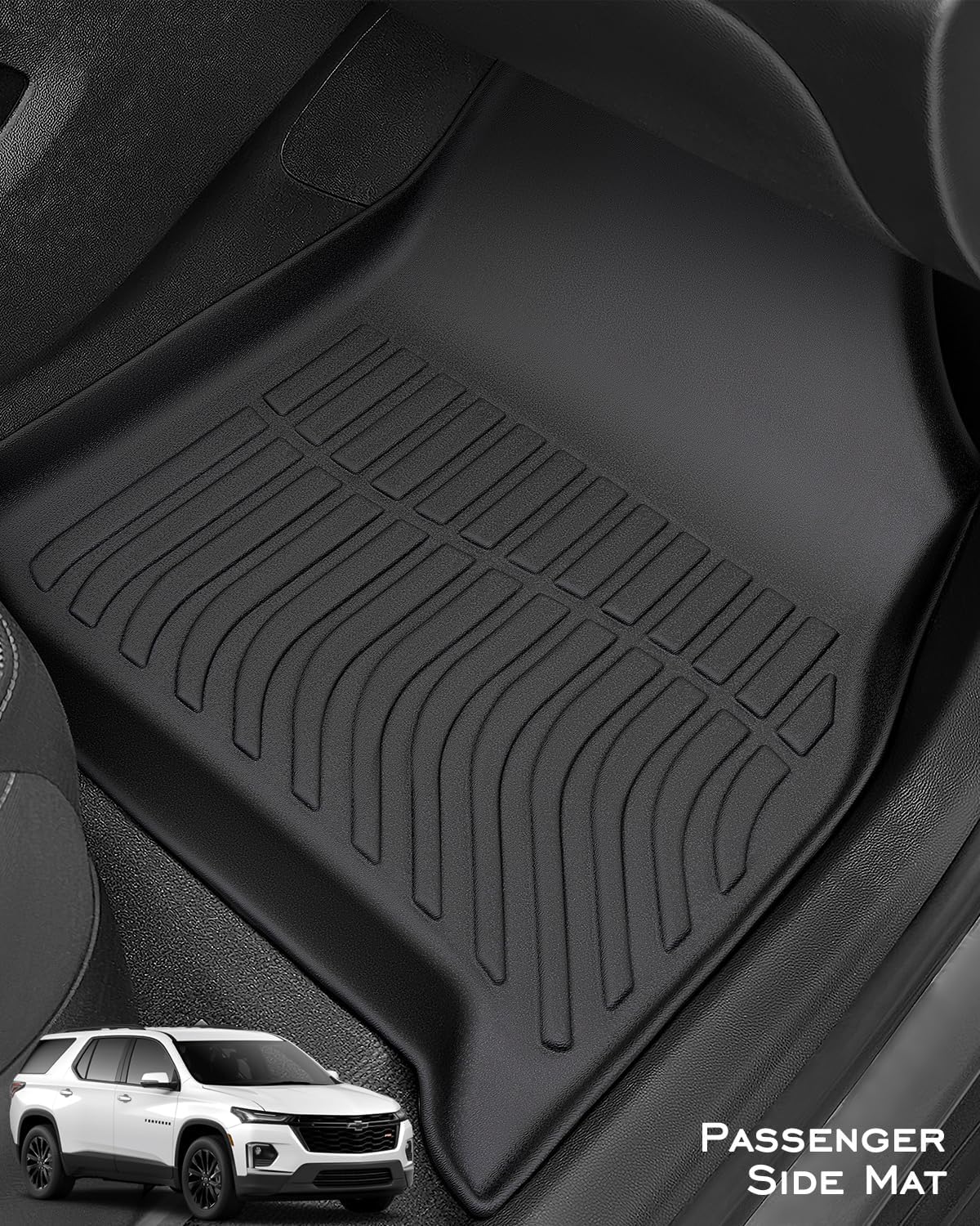 Floor Mats for for Chevy Traverse 7 Seater 2018-2025, Black, 5 Pieces