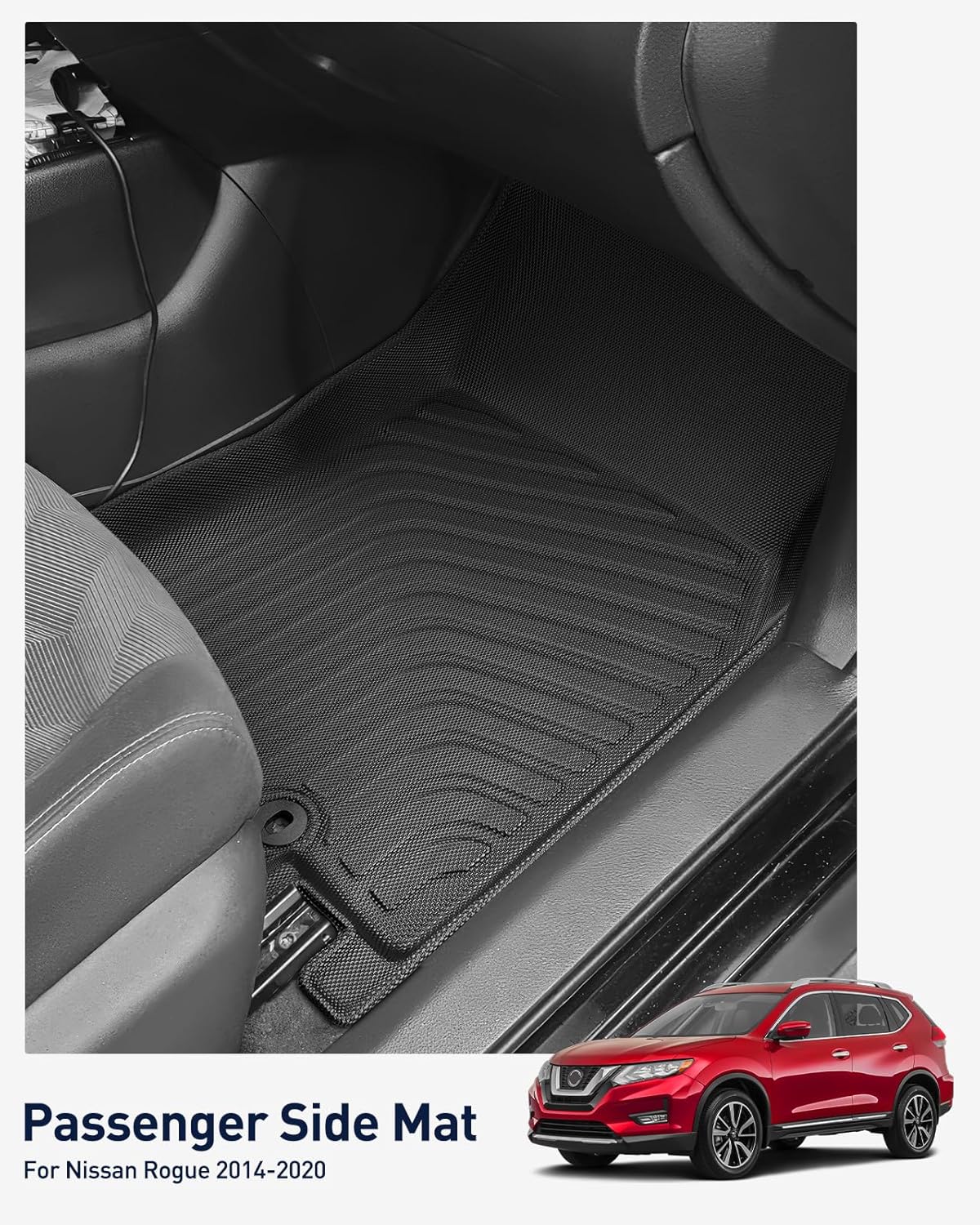 Floor Mats for Nissan Rogue 2014-2020( Not for Rogue Sport ), Black, Full Set