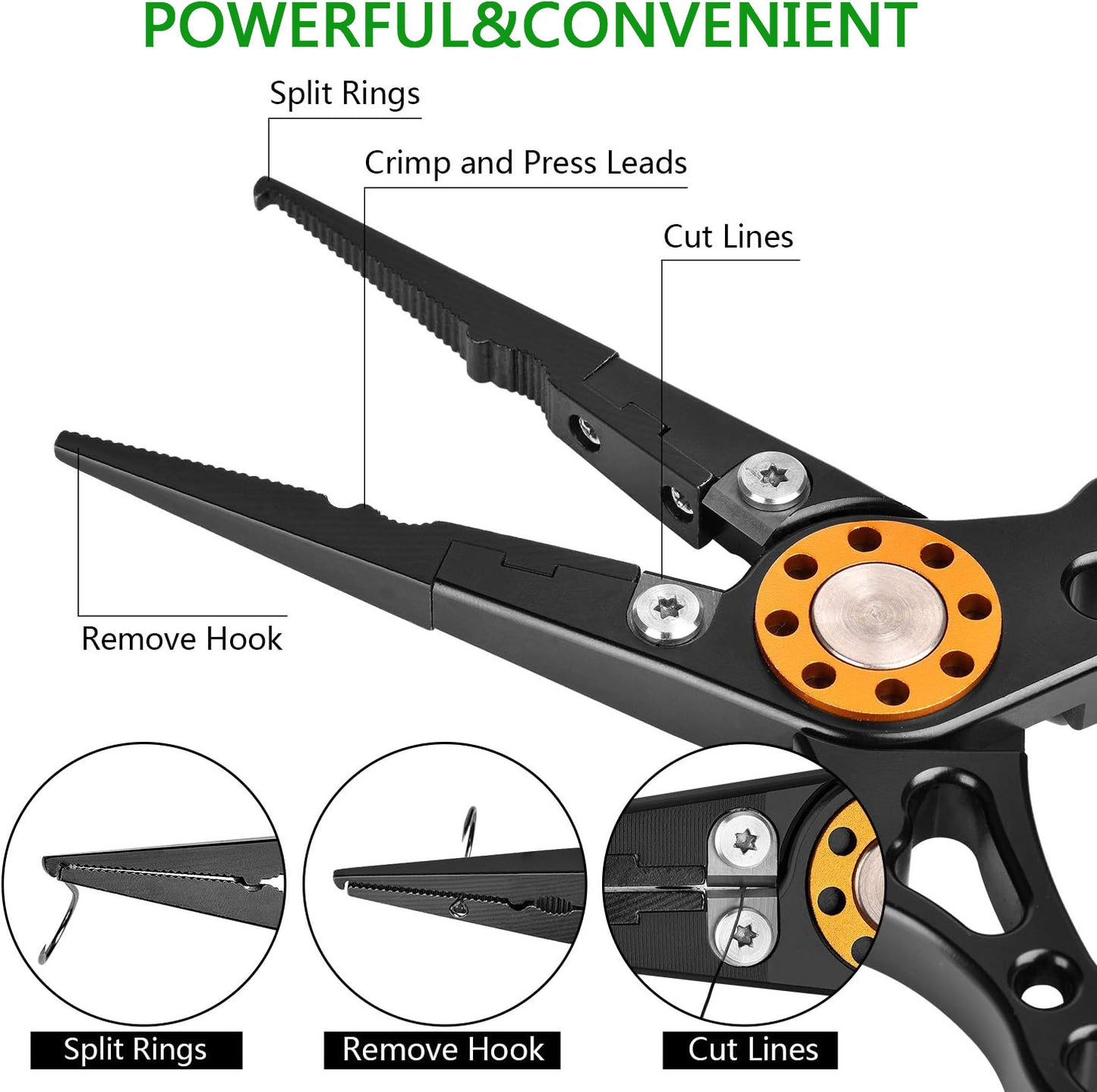 Fish Lip Gripper Pliers, Upgraded Muti-Function Hook Remover and Split Ring Pliers