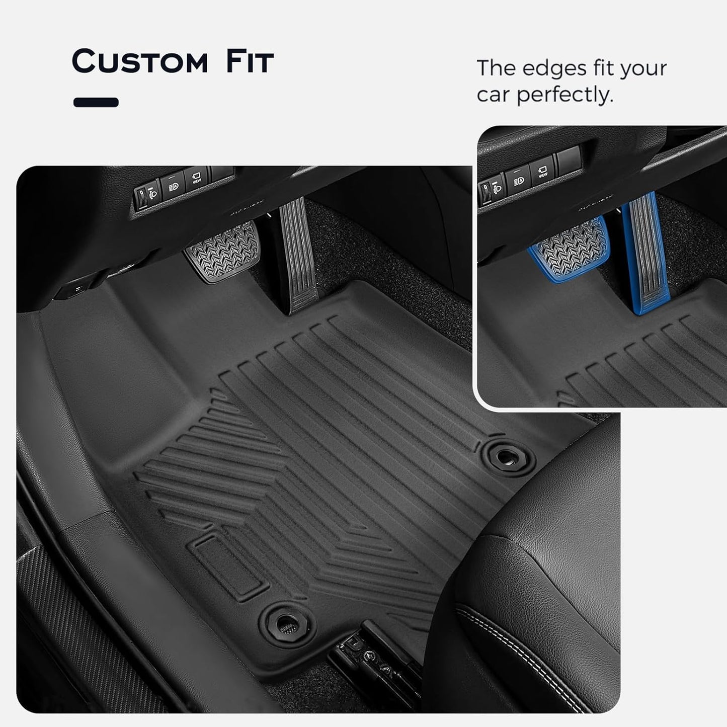 Floor Mats for Toyota Rav4 2019-2024, Black, Full Set