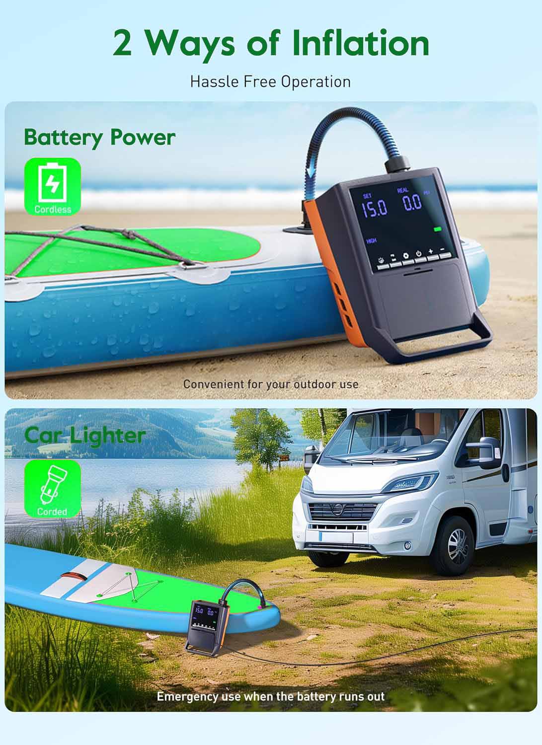 13500mAh Rechargeable Pump,Inflation and Deflation Function for Stand Up Paddle Boards, Boats, Kayaks and Tent