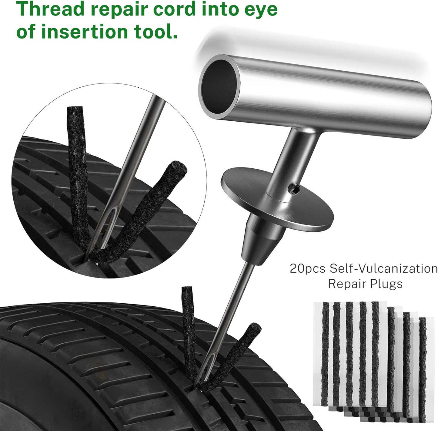 31 Pcs Flat Tire Repair Kit with Plugs for Most Vehicles