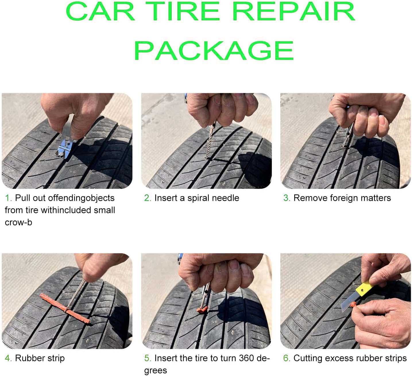 46pcs Tire Repair Kit with Universal Tire Patch Kit to Plug Flats For Most Vehicles