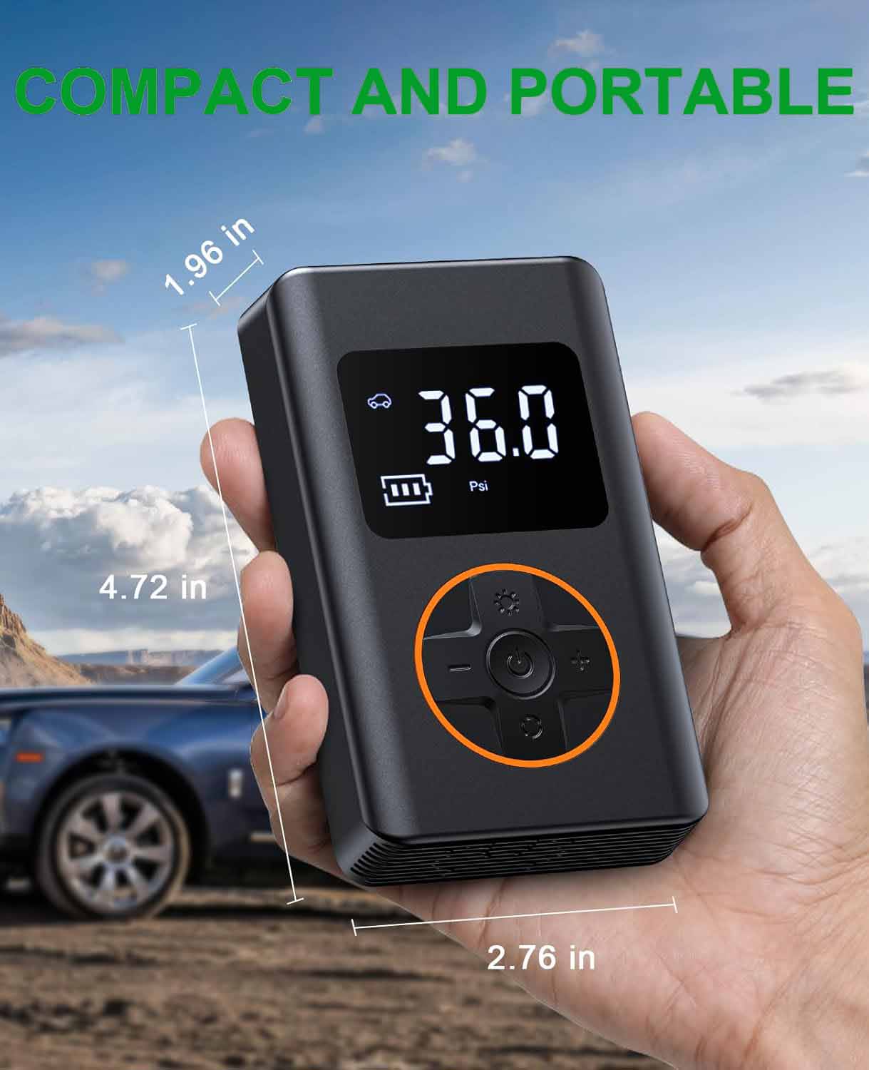 Portable Pump Tire Inflator 150 PSI Cordless Mini Air Compressor for Car Motorcycle Bicycle Tires