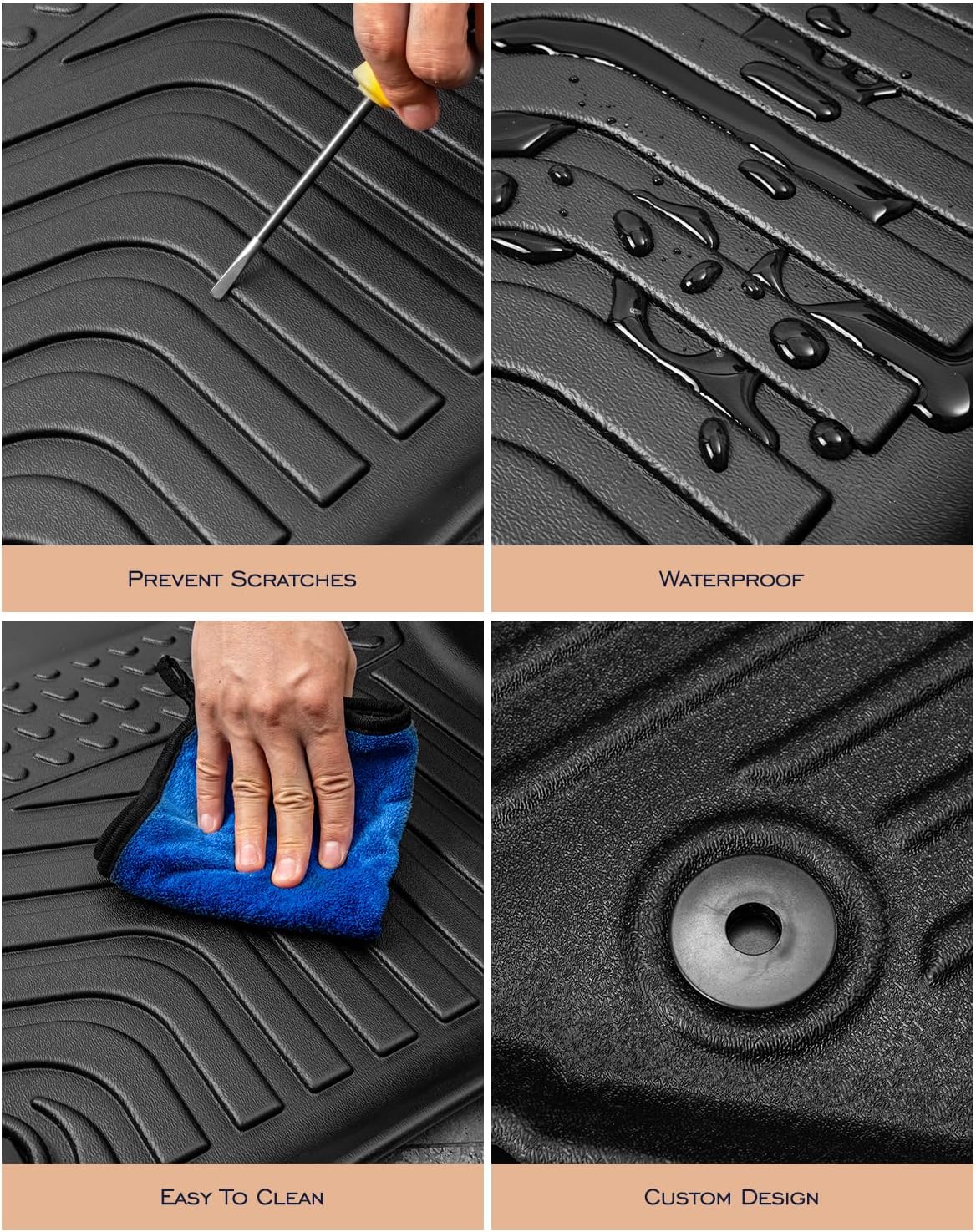 Floor Mats for Kia Carnival 8 Passanger Only, Black, Full Set