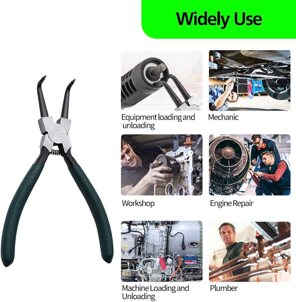 Snap Ring Pliers Set 4pcs 7" Internal/External Circlip Pliers Kit with Straight/Bent Jaw for Ring, Hoses, Gaskets Remove and Retaining