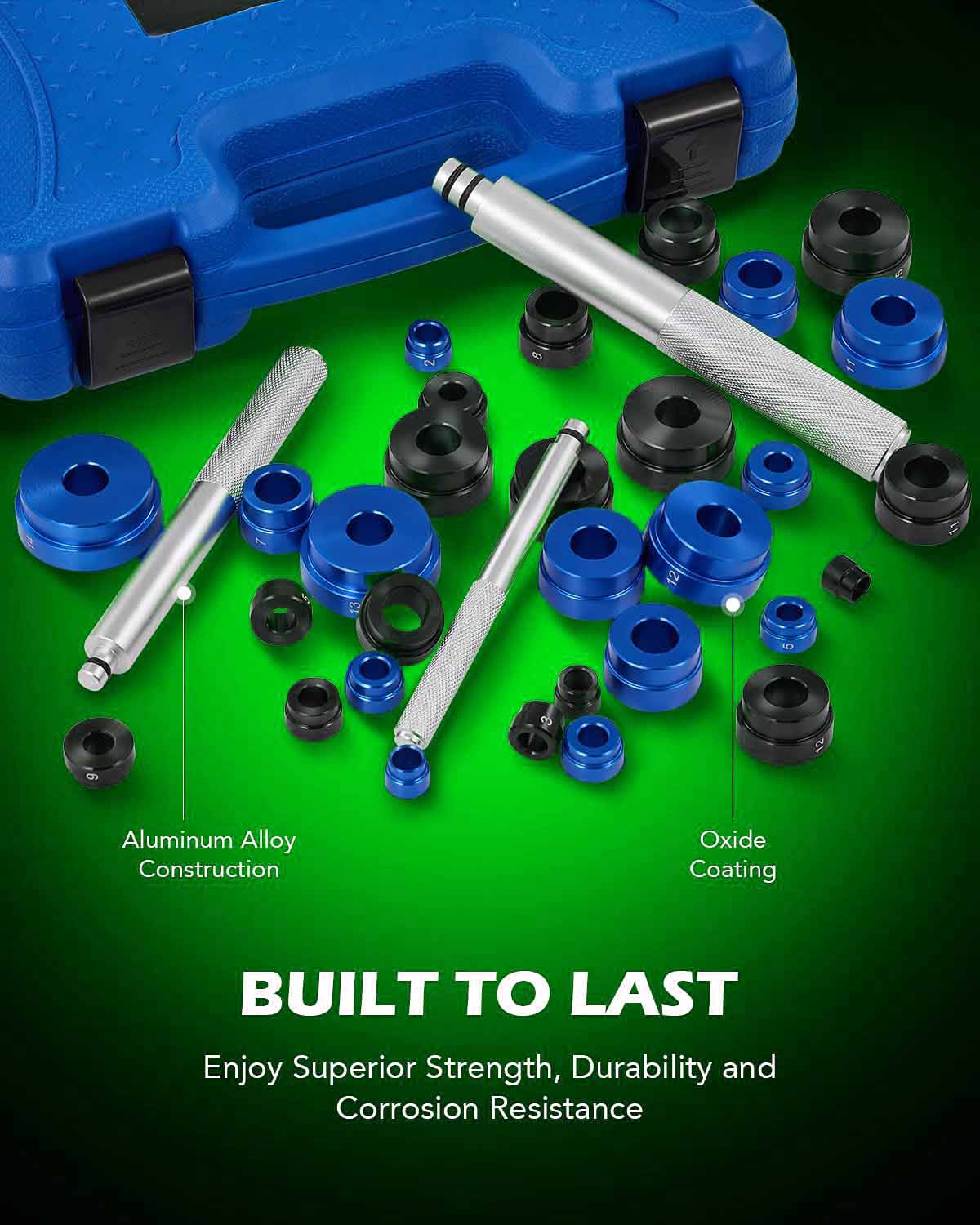 33pc Bearing Press Kit, Bearing Race and Seal Driver Set with Metric SAE Adapters, Seal Driver Set with 3 Knurled Handles