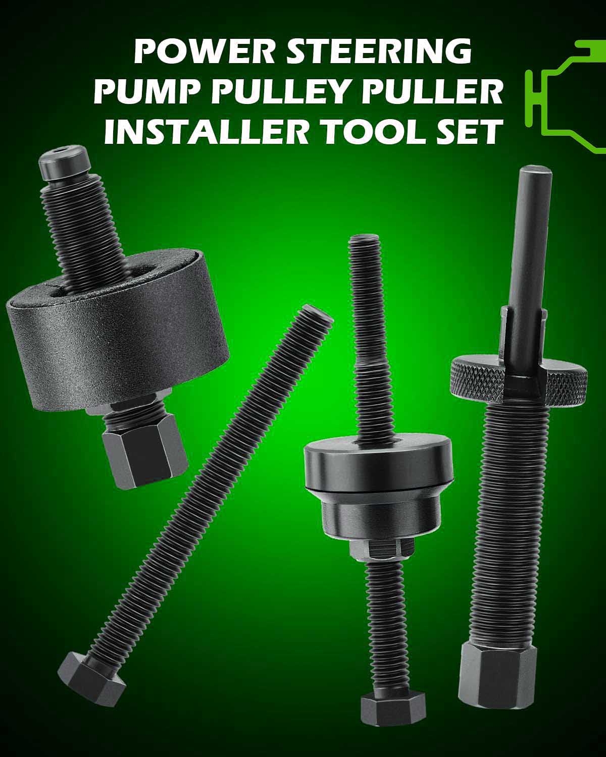 Power Steering Pump Pulley Puller Remover Installer Tool Set Compatible with Ford, GM, and Chrysler