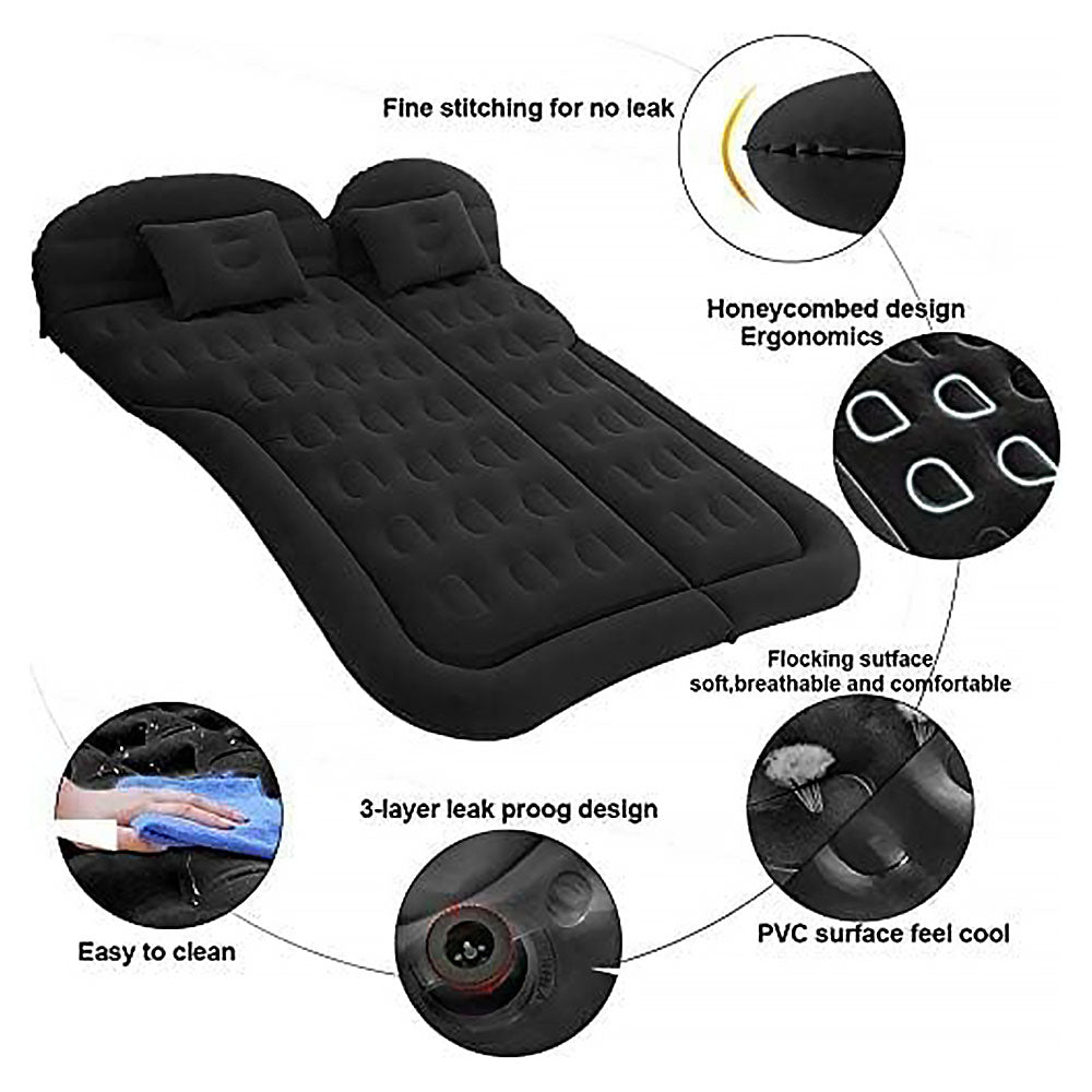 Air Mattress Inflatable Pad Bed with Pillow for SUV, Color Black