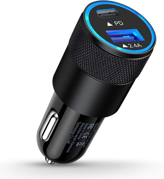 Car Charger Total 300W USB & Type C Dual Ports, PD & QC 3.0 Quick Charge