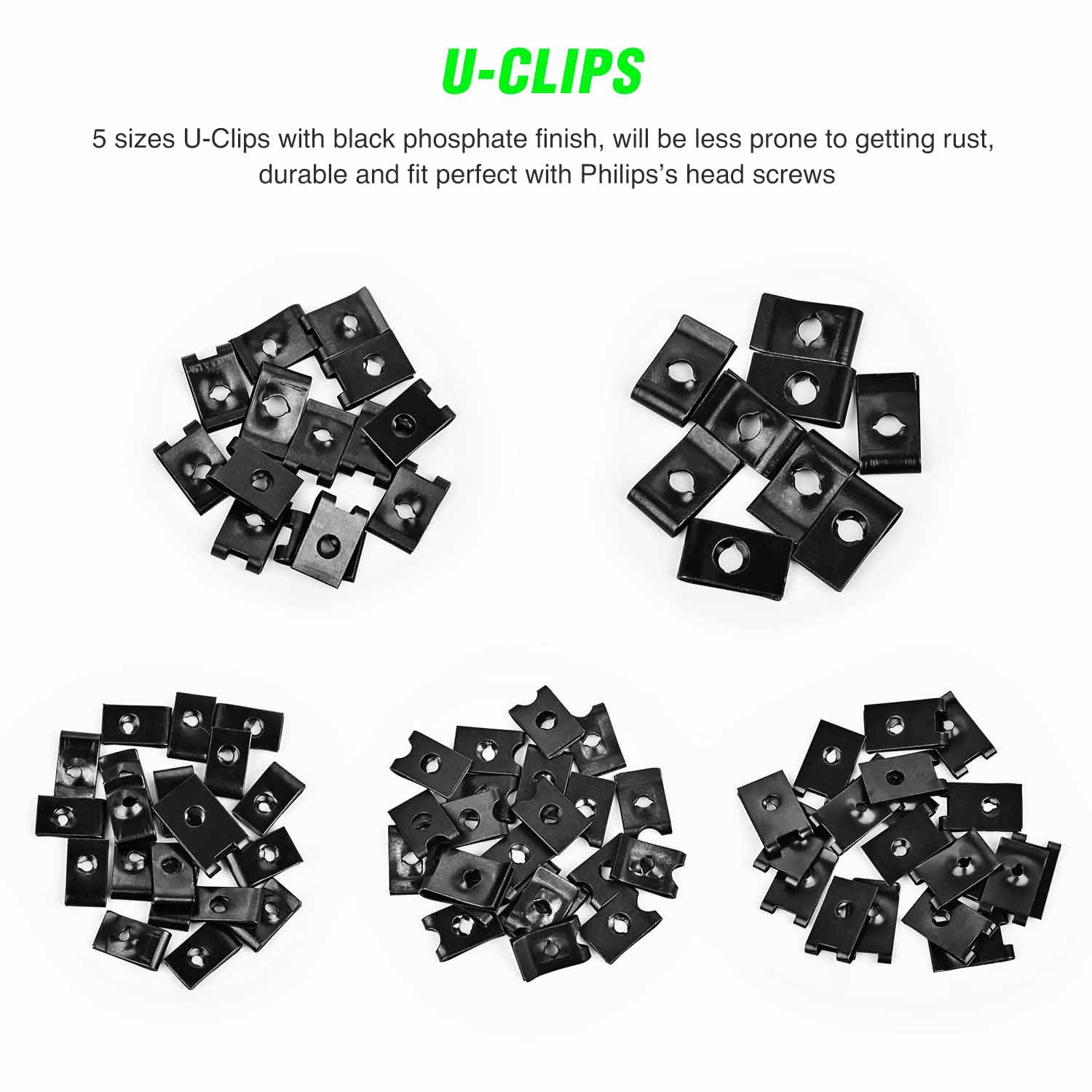 170Pcs U-Clip and Screw Assortment Kit 9 Different Sizes Clip - SHARGGE