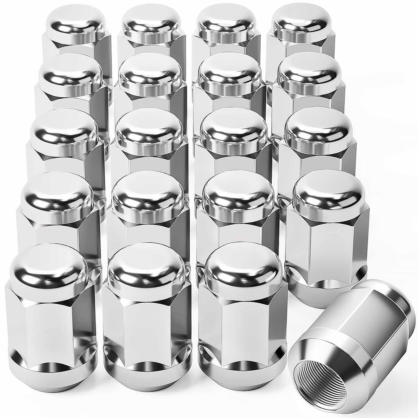 20 Pieces Chrome Plated 1/2"-20 Lug Nuts with Cone Seat, 3/4" 19mm Hex 1.38x0.87 in - SHARGGE