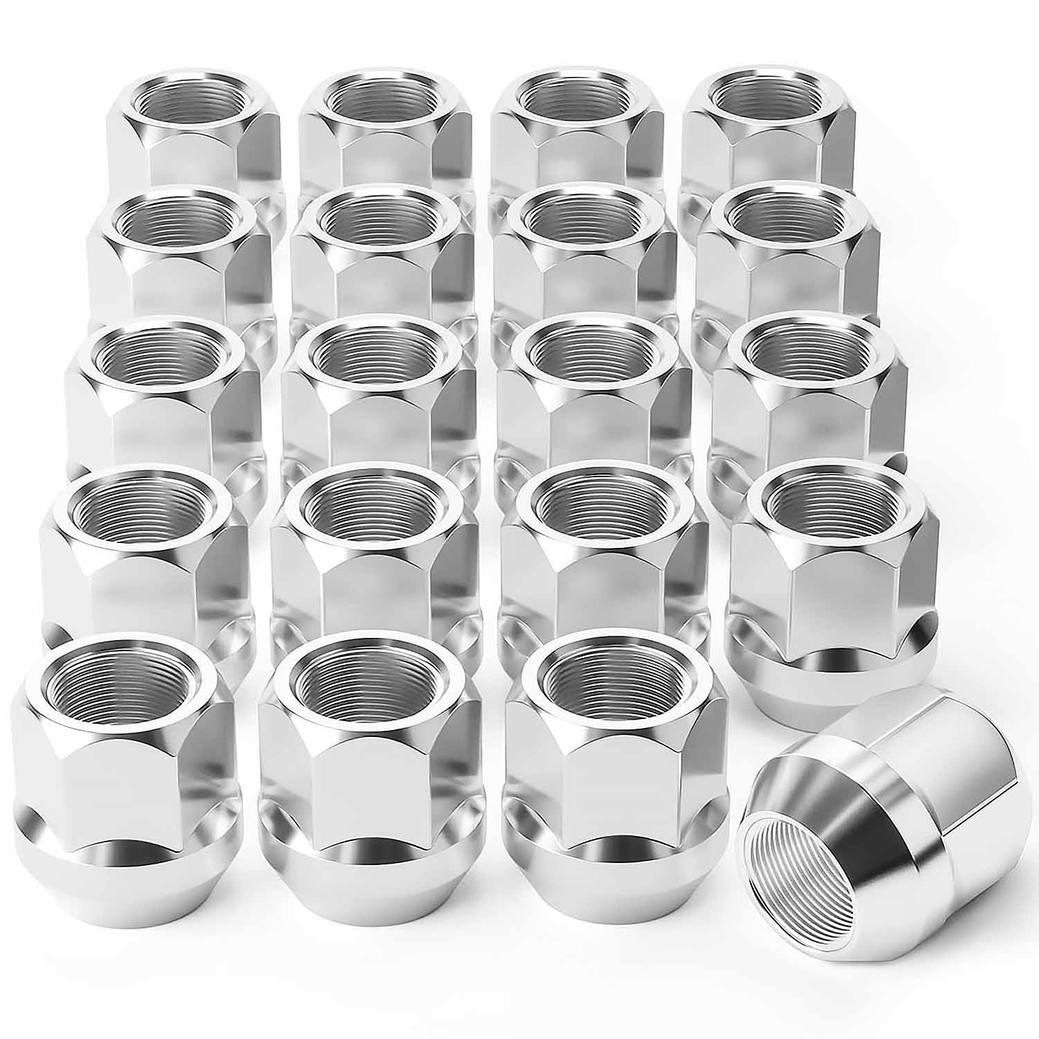 20 Pieces 1/2"-20 Open End Lug Nuts, Chrome Plated 3/4" 19mm Hex 0.84x0.9 in - SHARGGE