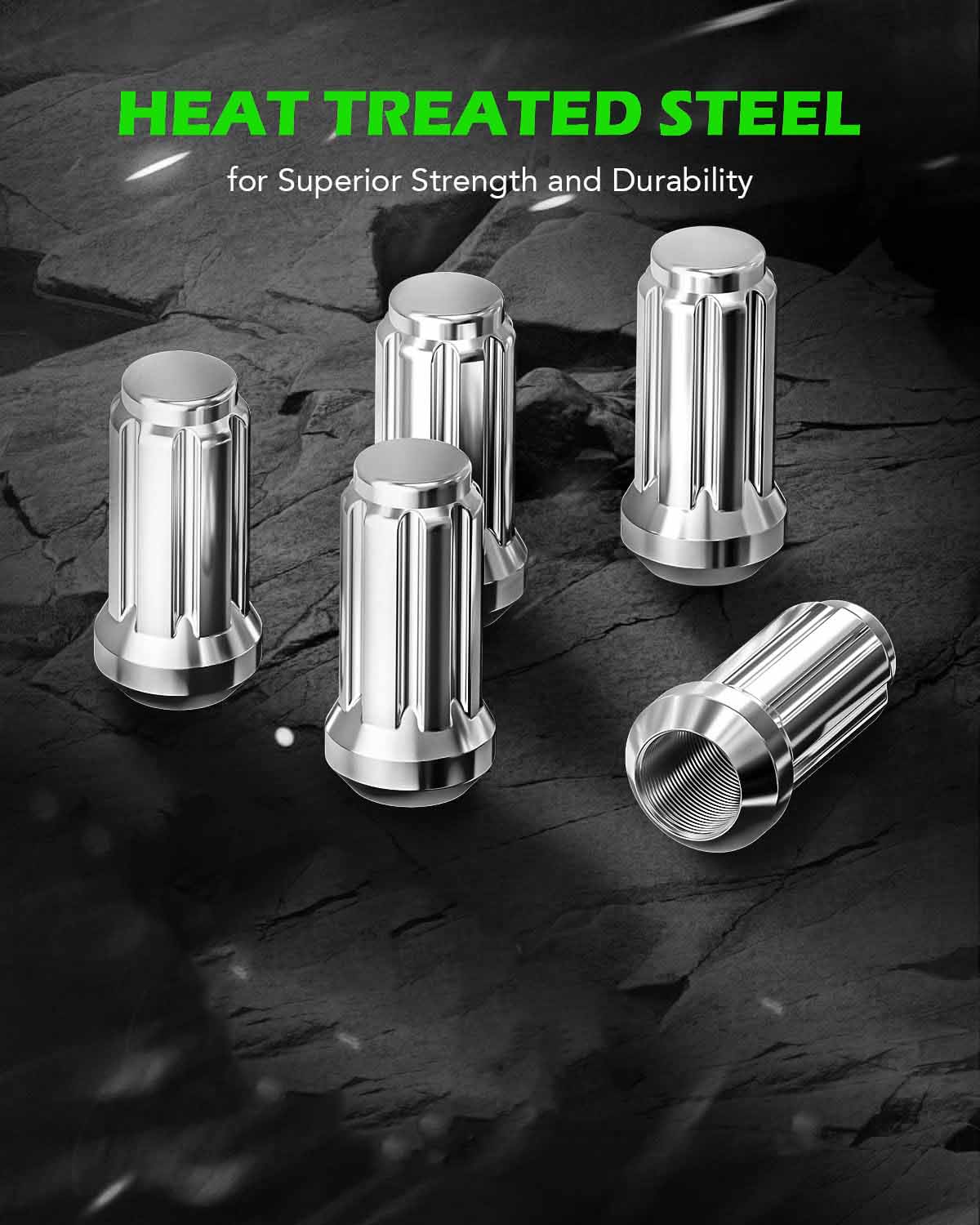 32 Pieces M14x1.5 Wheel Lug Nuts 32 Pack, Chrome Lug Nuts 2 inches Tall Spline Drive Cone Seat - SHARGGE