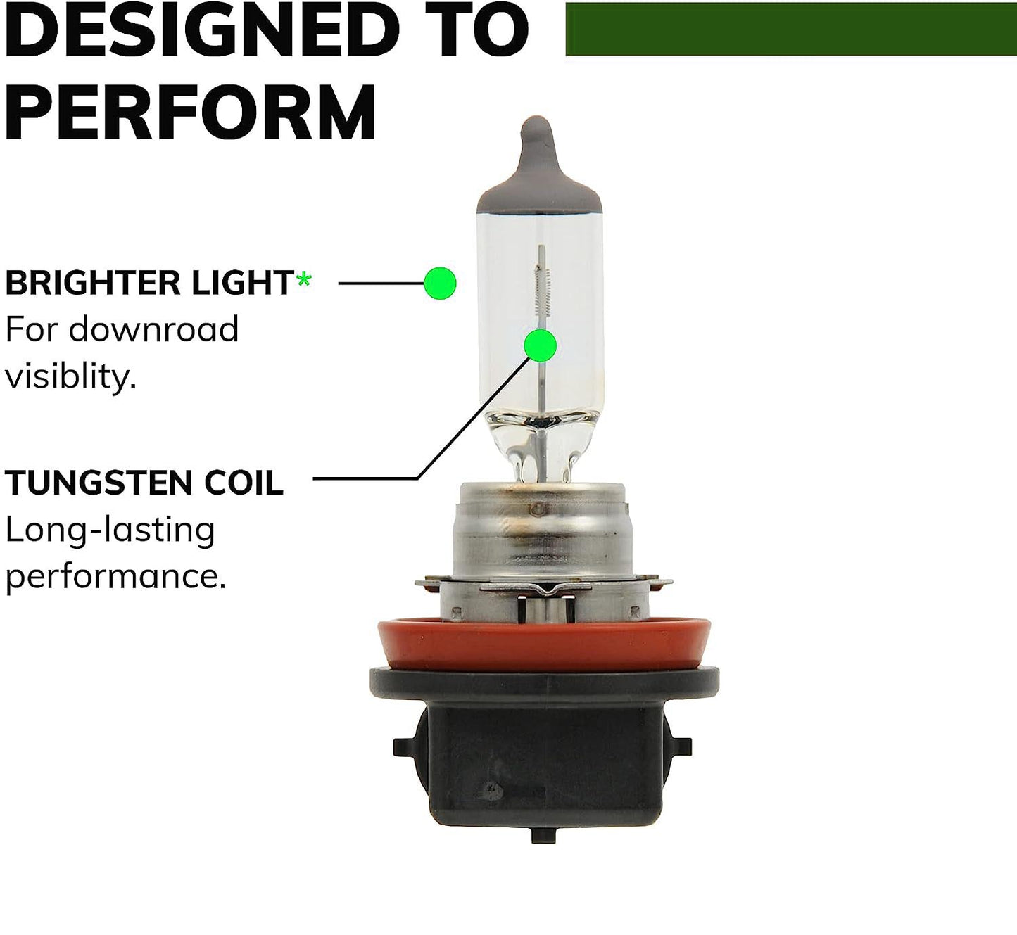 2 Pack H11 Halogen Headlight, High Beam, Low Beam and Fog Replacement High Performance Bulb - SHARGGE