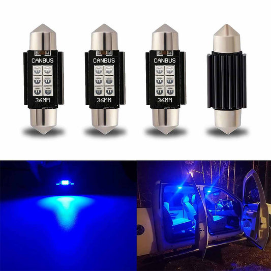 4 Pack  36mm DE3175 DE3021 Festoon LED Bulbs Extremely Bright for Interior Lights and License Plate Courtesy Lights, Blue - SHARGGE