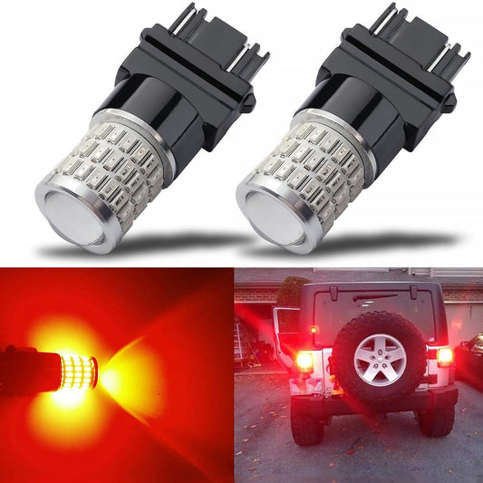 2 Pack Brake Light LED Bulbs with Projector 3157 3156 3056 3057, RED - SHARGGE