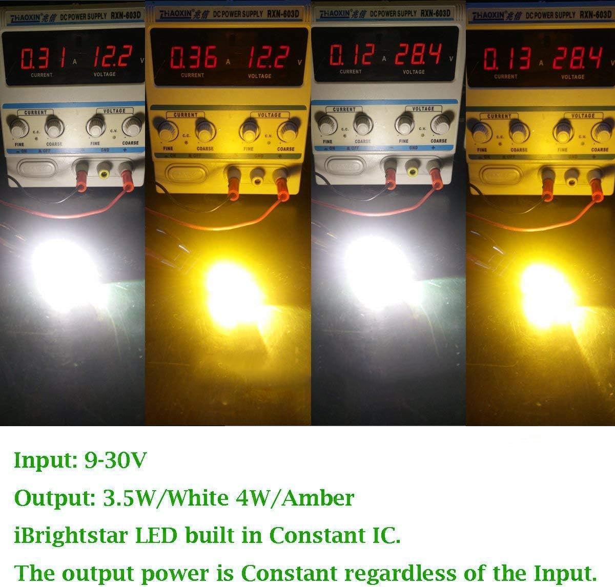 2 Pack Daytime Running Lights/DRL & Turn Signal Lights 3157 4157 3155 3457 Switchback LED Bulbs with Projector, White/Amber - SHARGGE