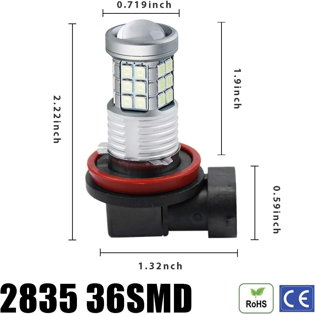 2 Pack H8 H11 LED Fog Lights Bulbs with Projector, Day Driving Light High Power, Blue - SHARGGE