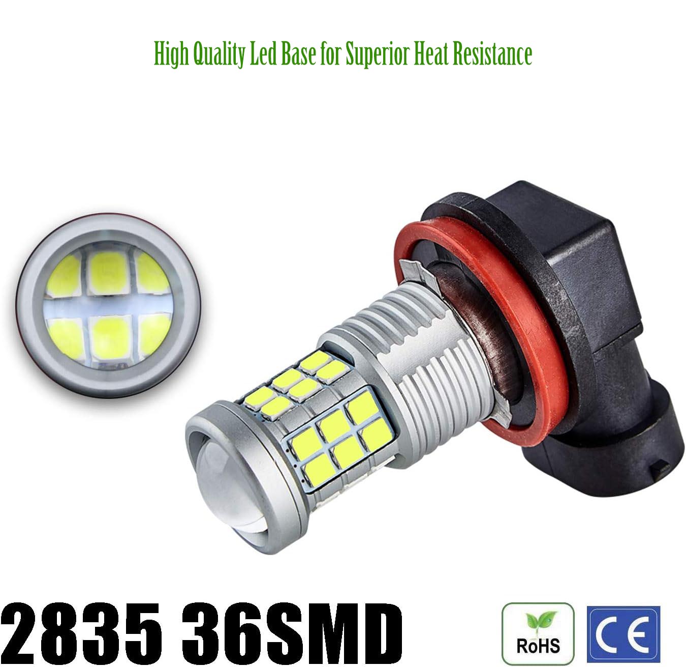 2 Pack H8 H11 LED Fog Lights Bulbs with Projector, Day Driving Light High Power, White - SHARGGE