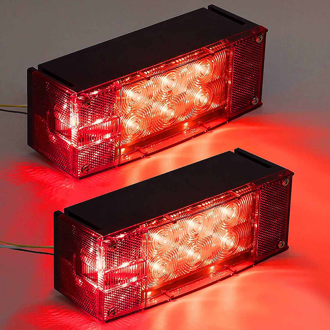 2 Pack Submersible Trailer Lights 12V Rectangular Tail Stop Turn Running Lights Kit Sealed for Boat Trailer Truck Marine - SHARGGE