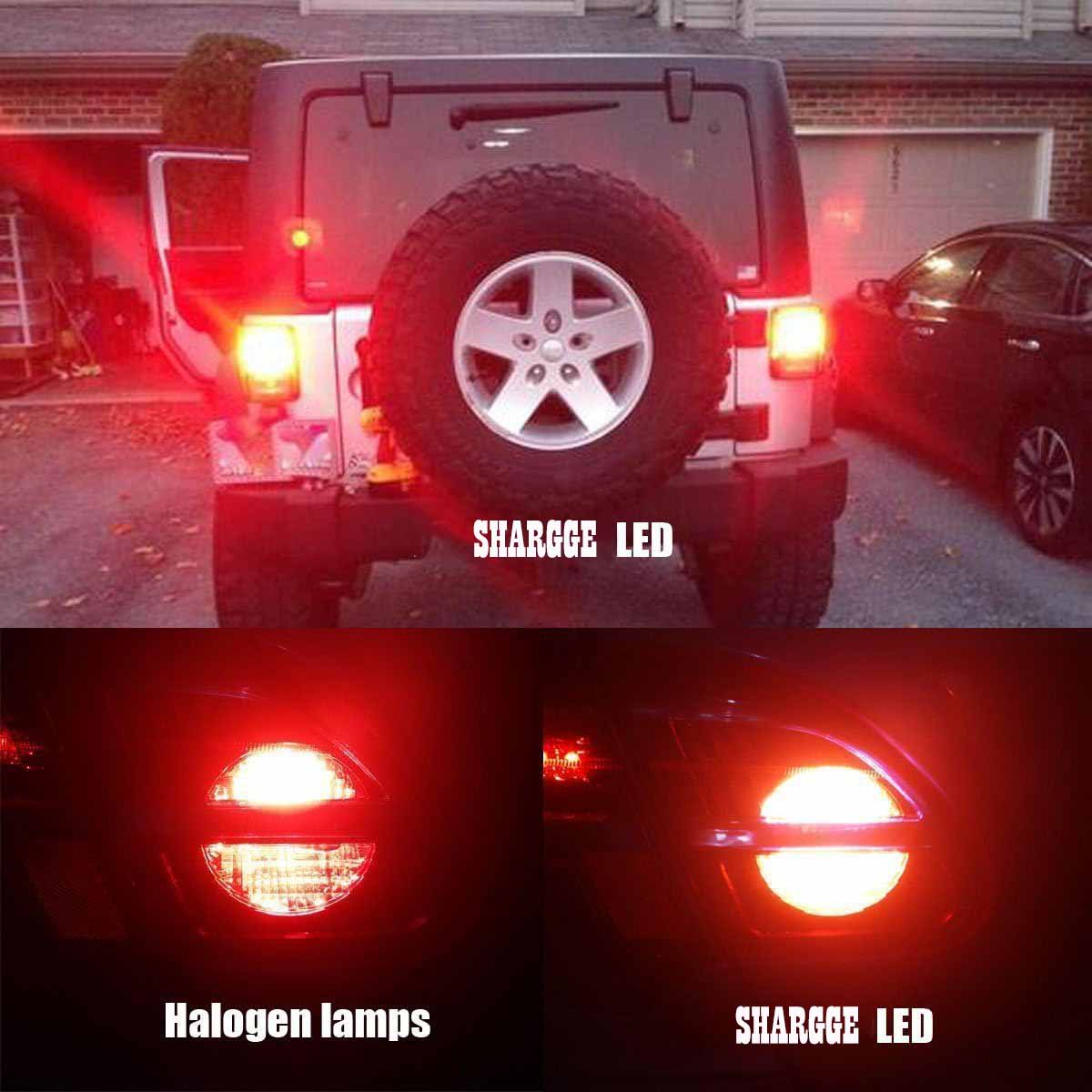 2 Pack 3157 3156 3056 3057 LED Bulbs with Projector for Turn Signal Tail Brake Lights, Red - SHARGGE