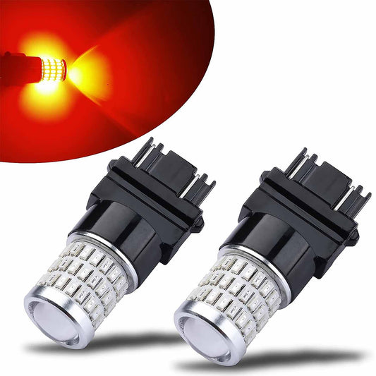 2 Pack 3157 3156 3056 3057 LED Bulbs with Projector for Turn Signal Tail Brake Lights, Red - SHARGGE