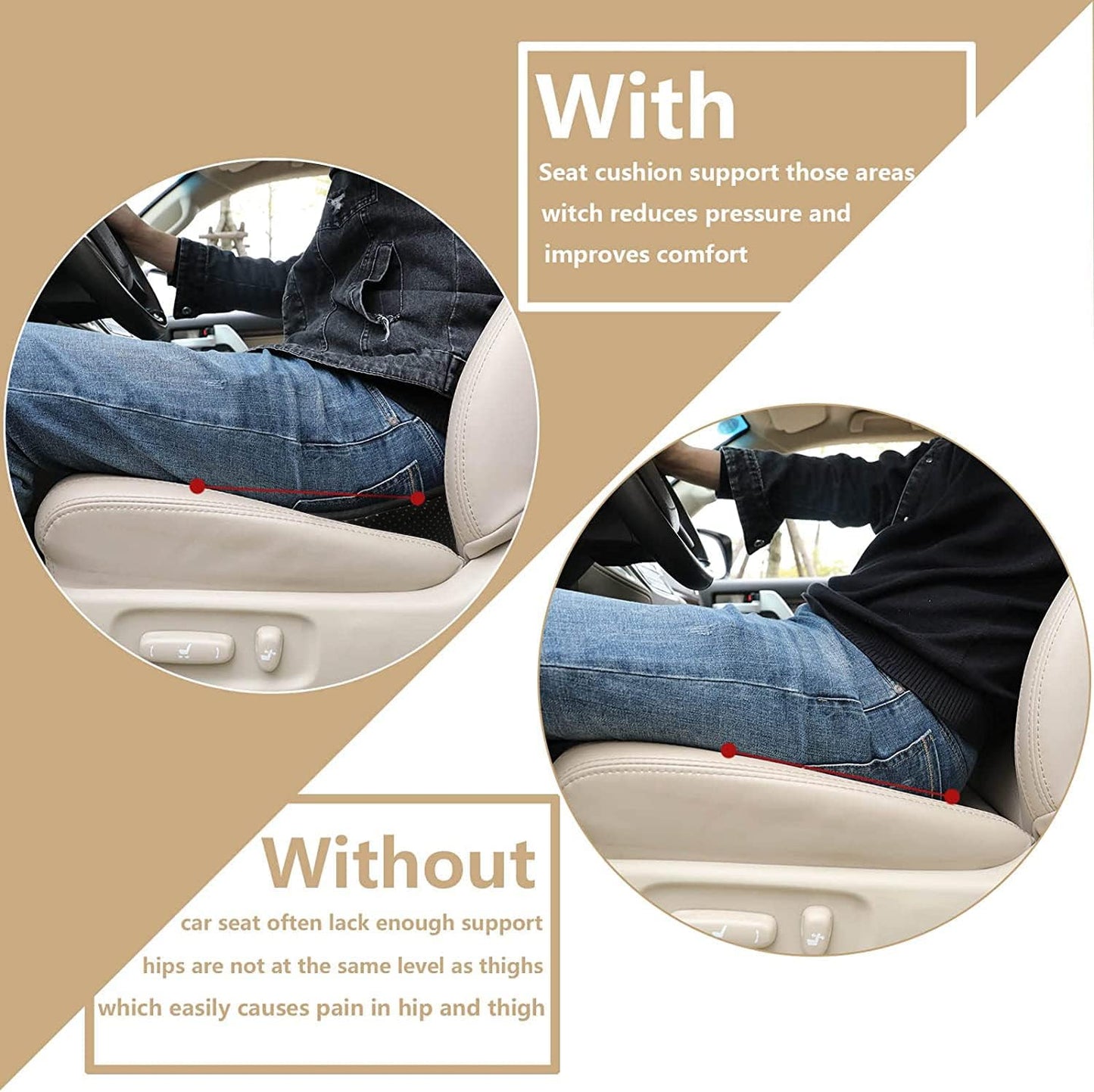 Memory Foam Car Seat Cushion for Sciatica & Lower Back Pain Relief