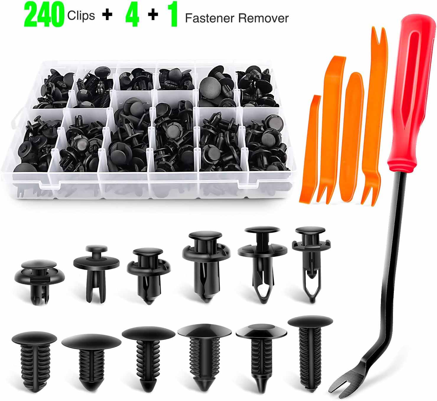 240PCS Retainer Clips Plastic Rivets Fasteners Push Pin Kit - SHARGGE