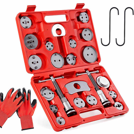 24pcs Heavy Duty Disc Brake Piston Caliper Compressor Rewind and Wind Back Tool Kit for Brake Pad Replacement Reset