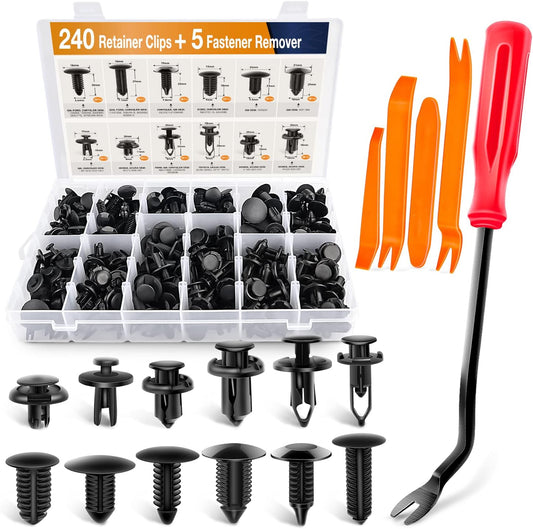 240PCS Retainer Clips Plastic Rivets Fasteners Push Pin Kit - SHARGGE